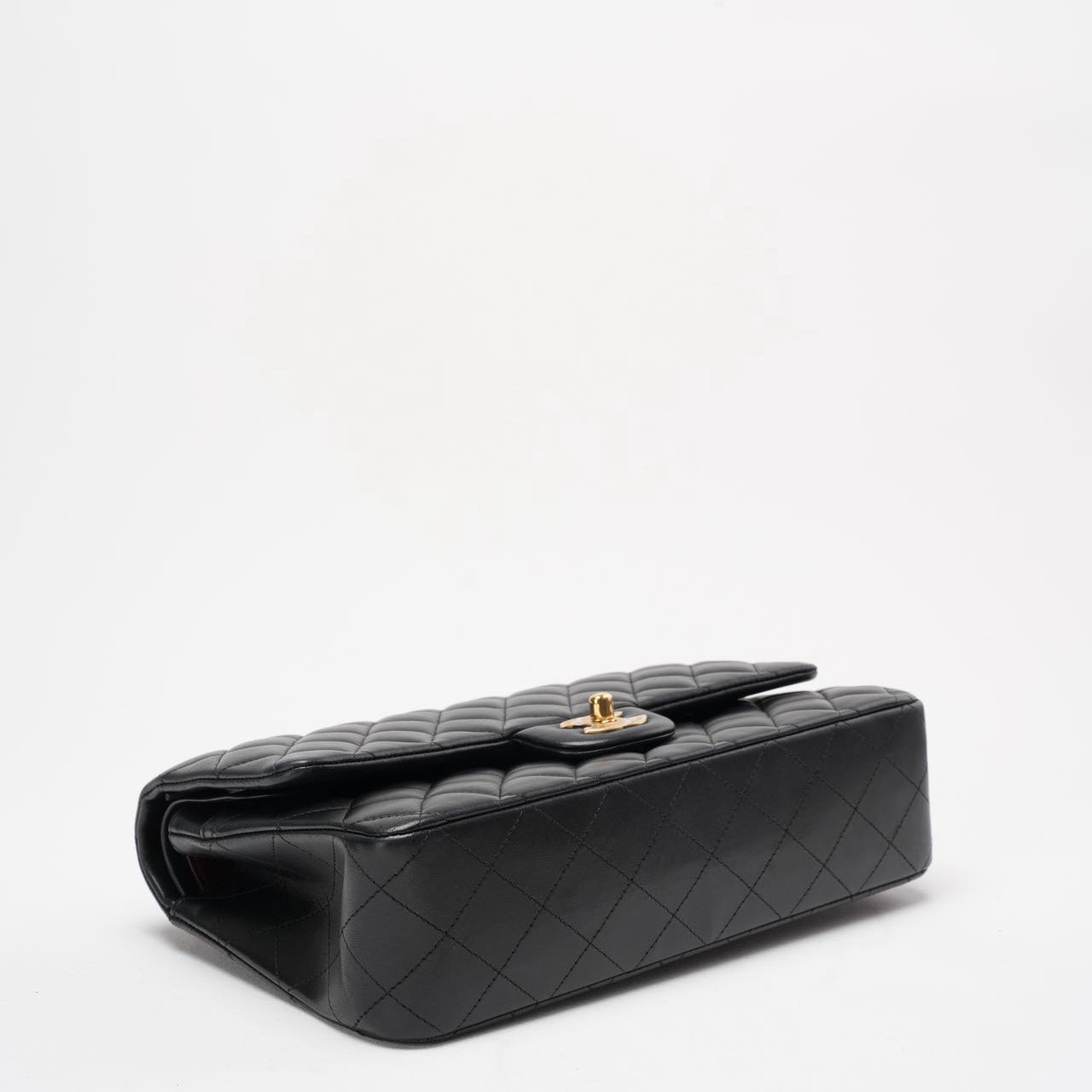 Chanel Black Double Flap Bag Medium Lambskin