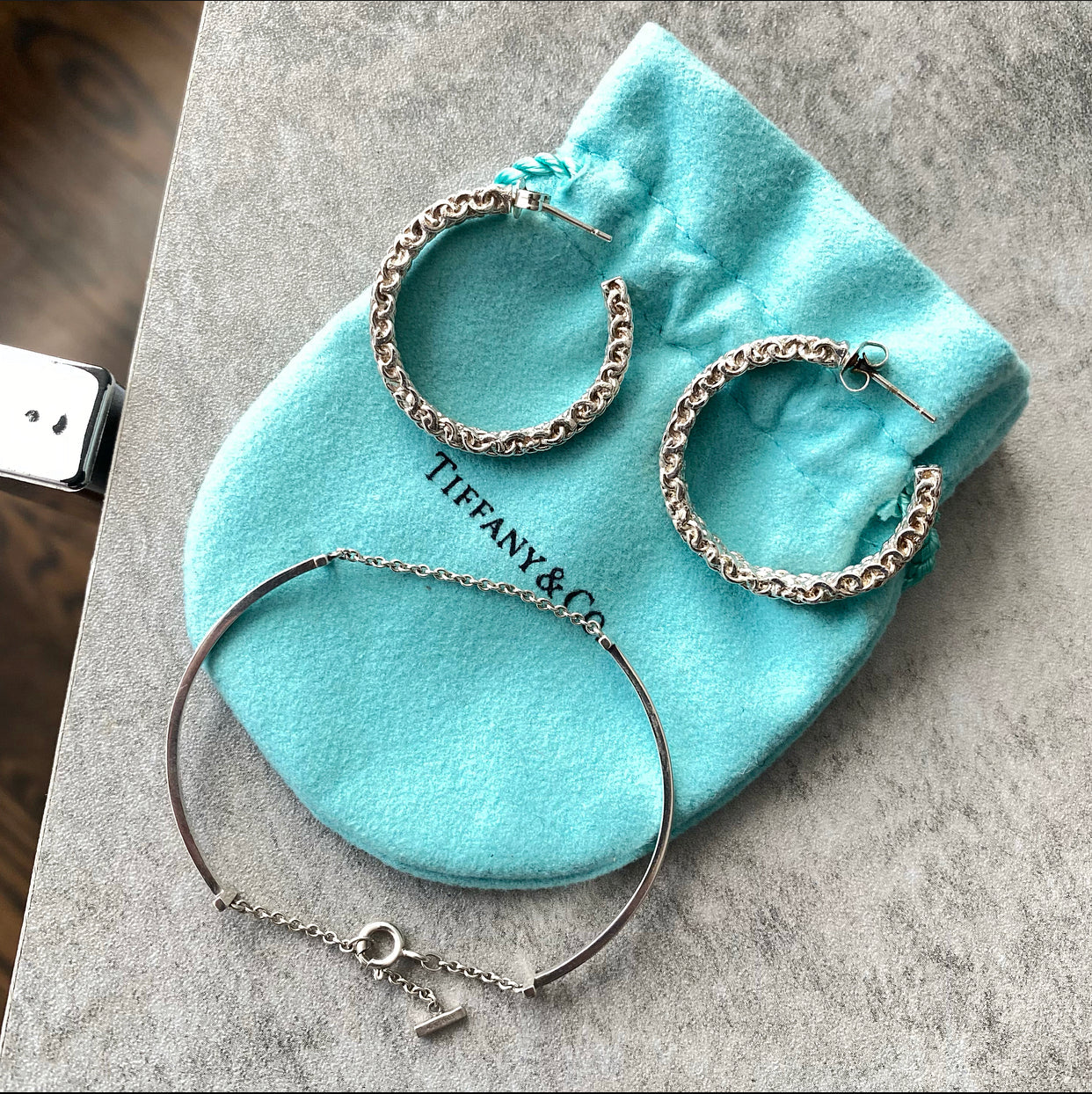 Tiffany & Co.  Sterling Silver Medium Somerset Hoop Earrings