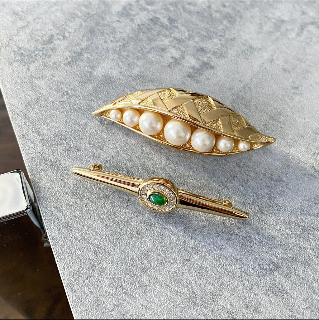 Christian Dior Vintage 1980's Small Jewelled Bar Pin