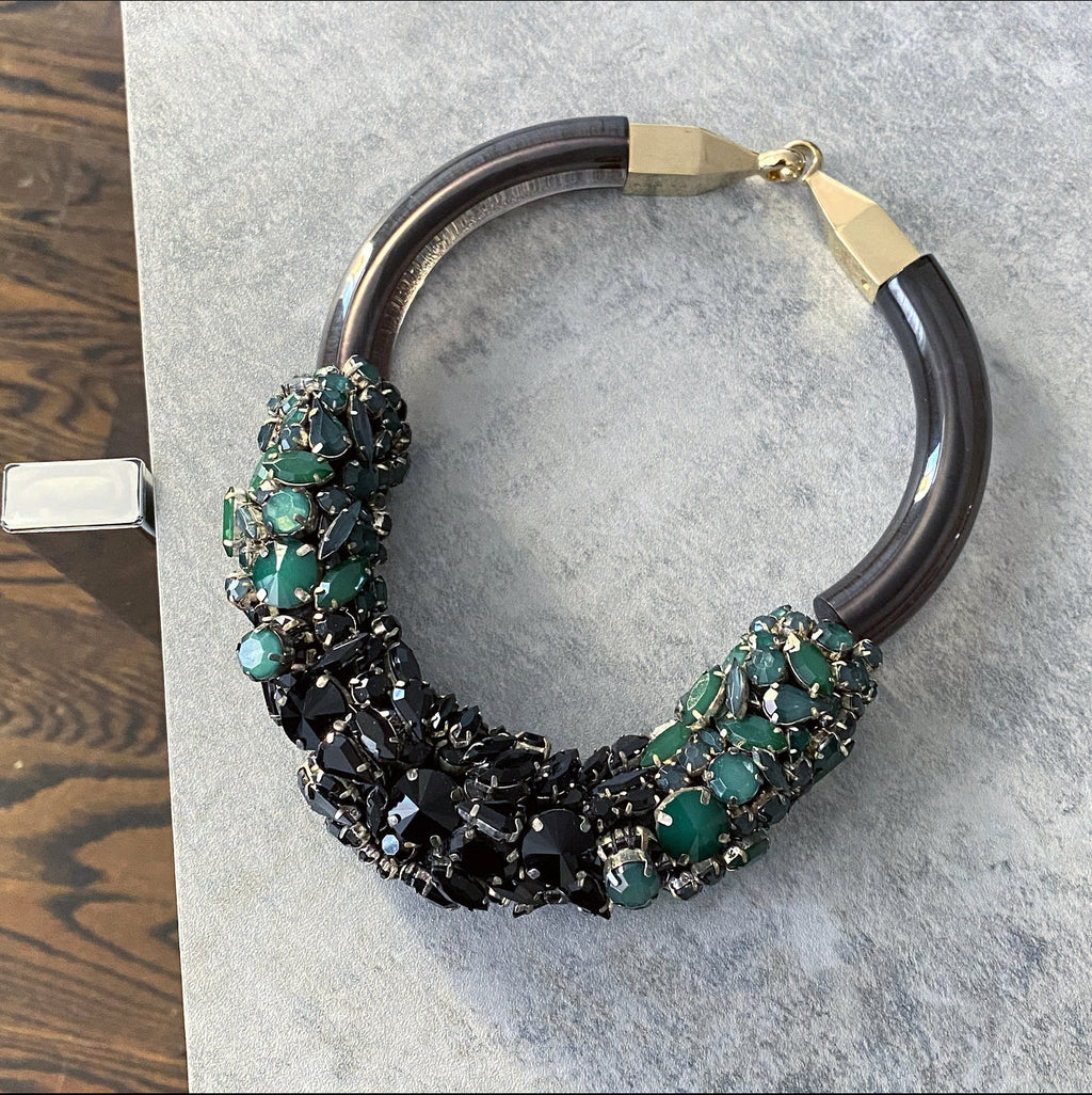 Marni Resin and Rhinestone Statement Collar Necklace
