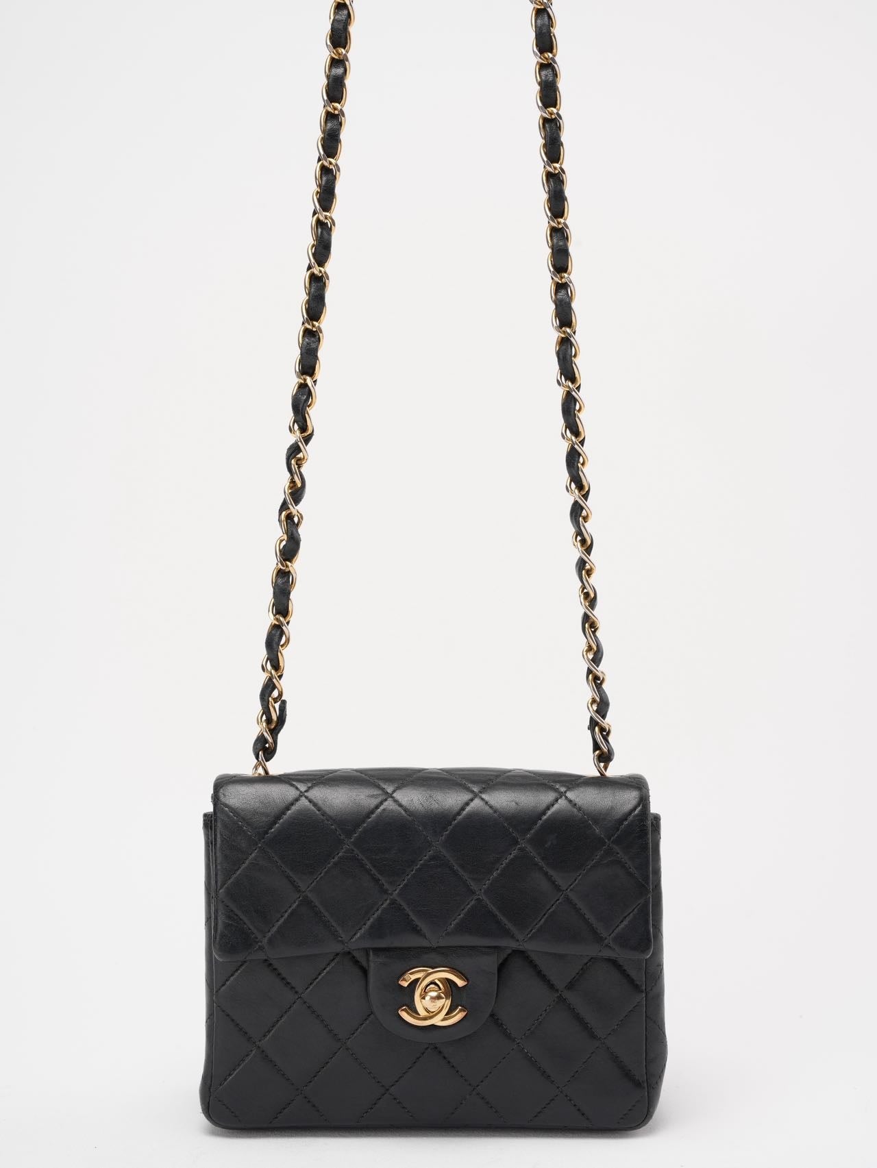 Chanel Black Vintage Mini Flap Square Bag 2000s