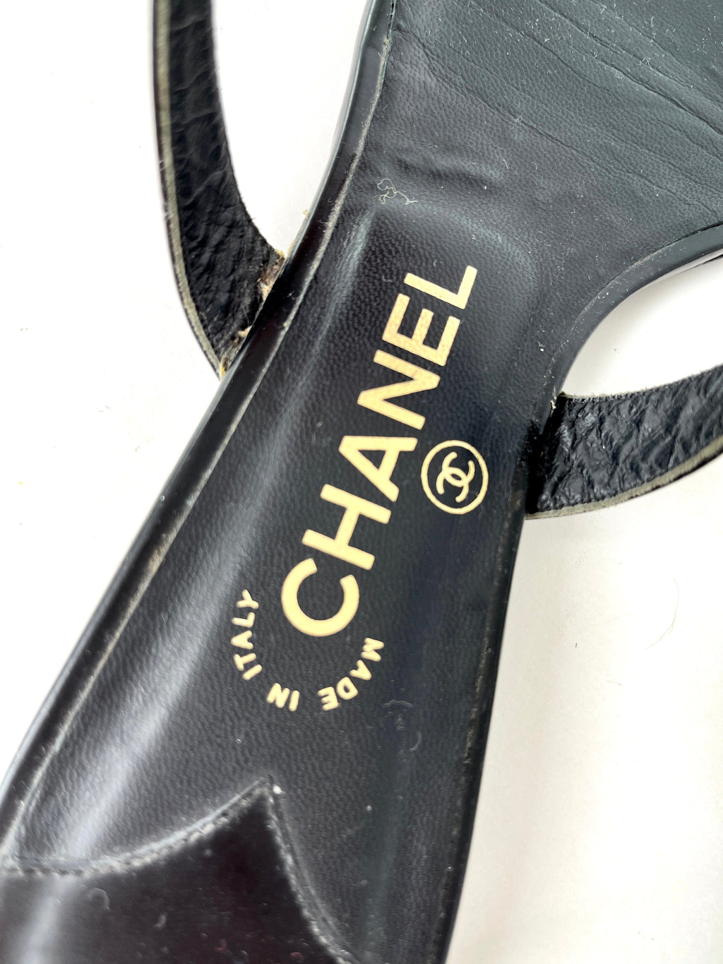 CHANEL Black CC Logo Leather Slip on Sandals 41.5 10.5