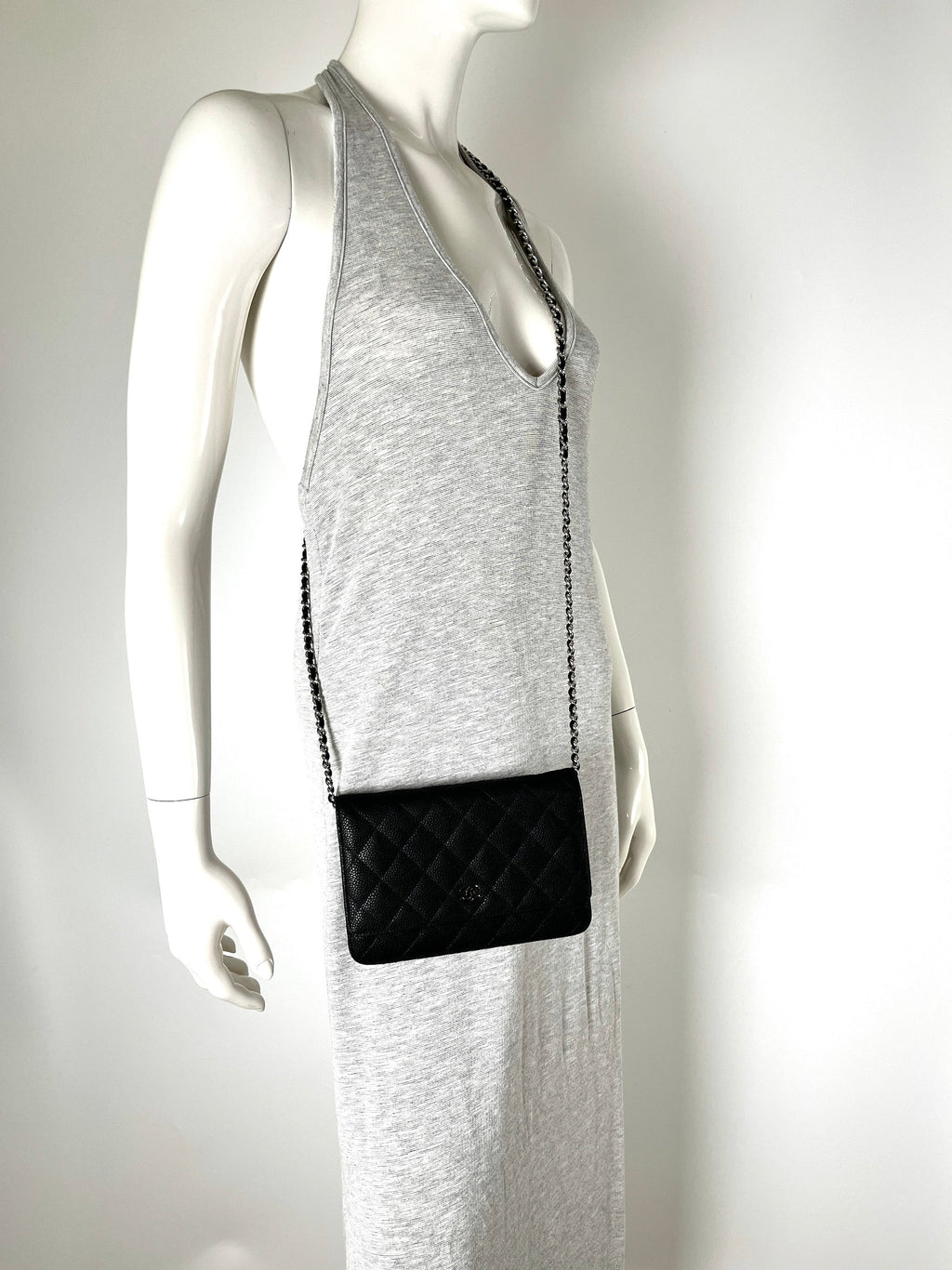 CHANEL 13S WOC Wallet on Chain Black Quilted Leather Crossbody Bag
