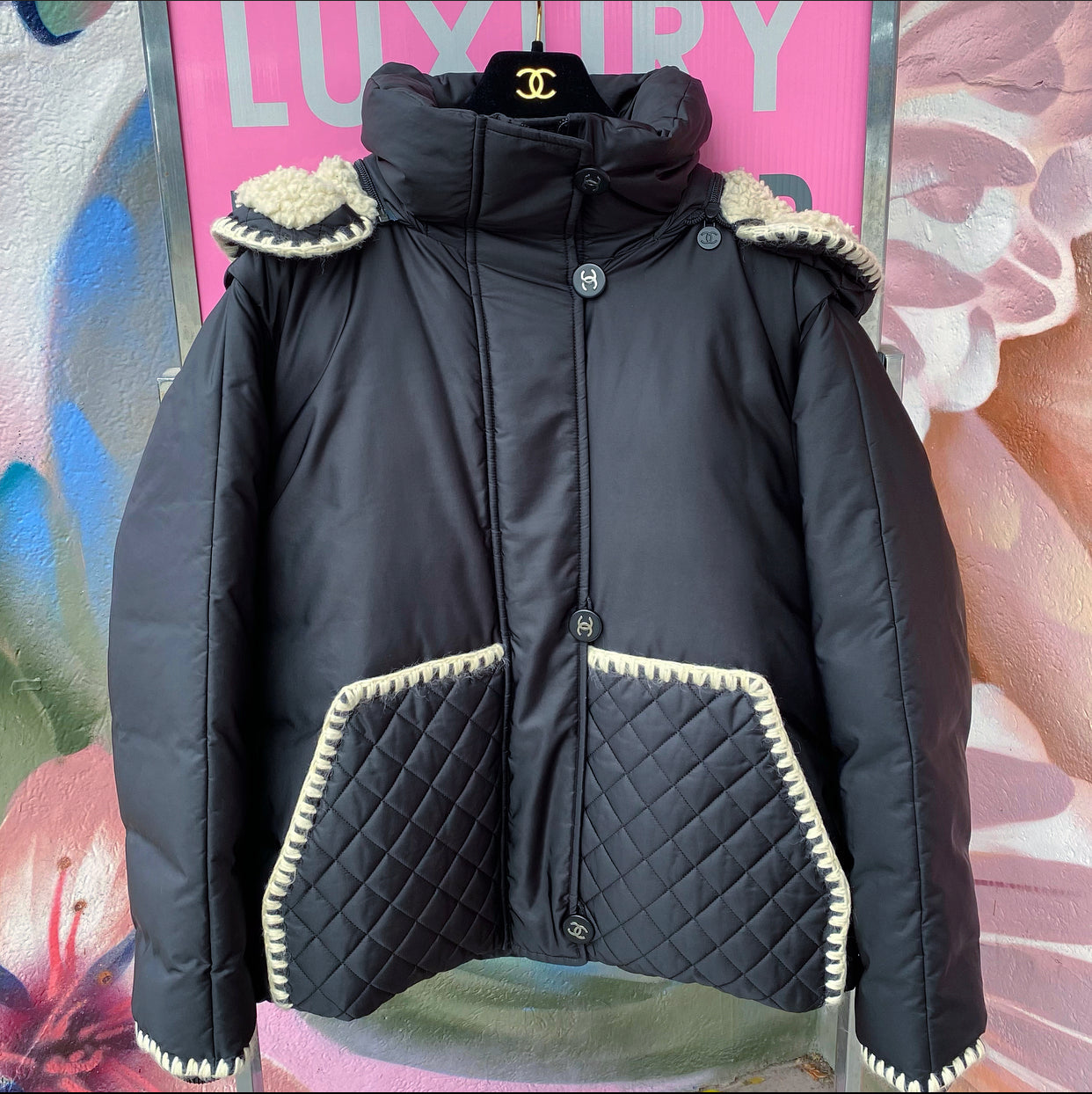 Chanel Coco Neige Black Hooded Jacket / Vest - FR38 / USA 6
