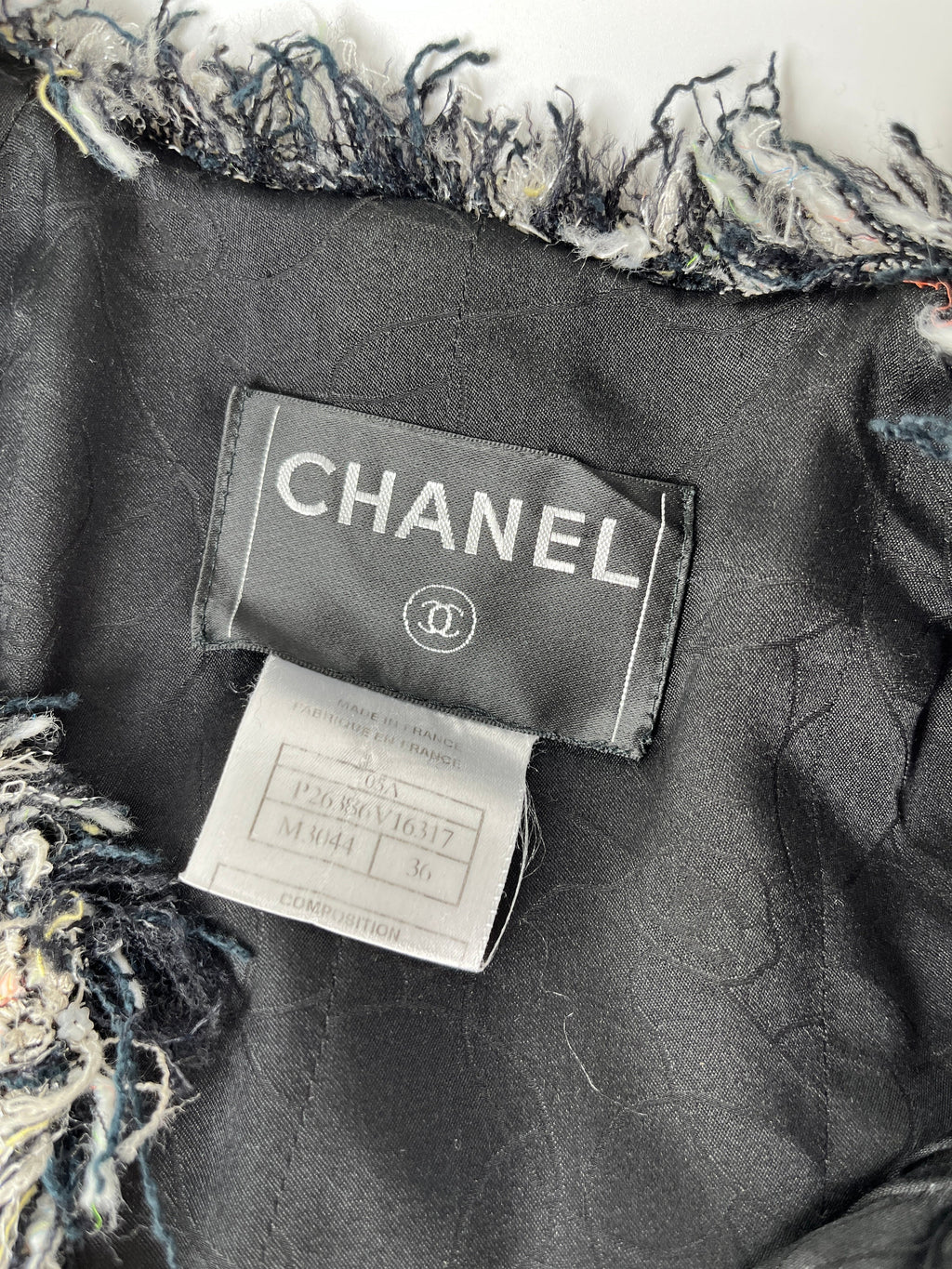 CHANEL Tweed 05A Black White Jacket igan 36 4