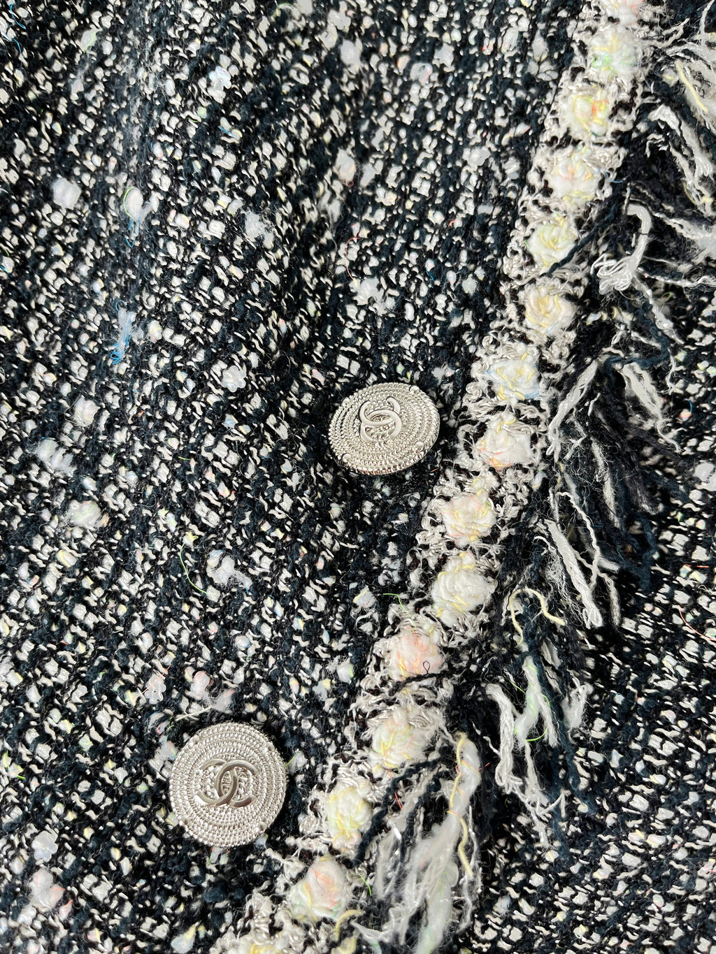 CHANEL Tweed 05A Black White Jacket igan 36 4