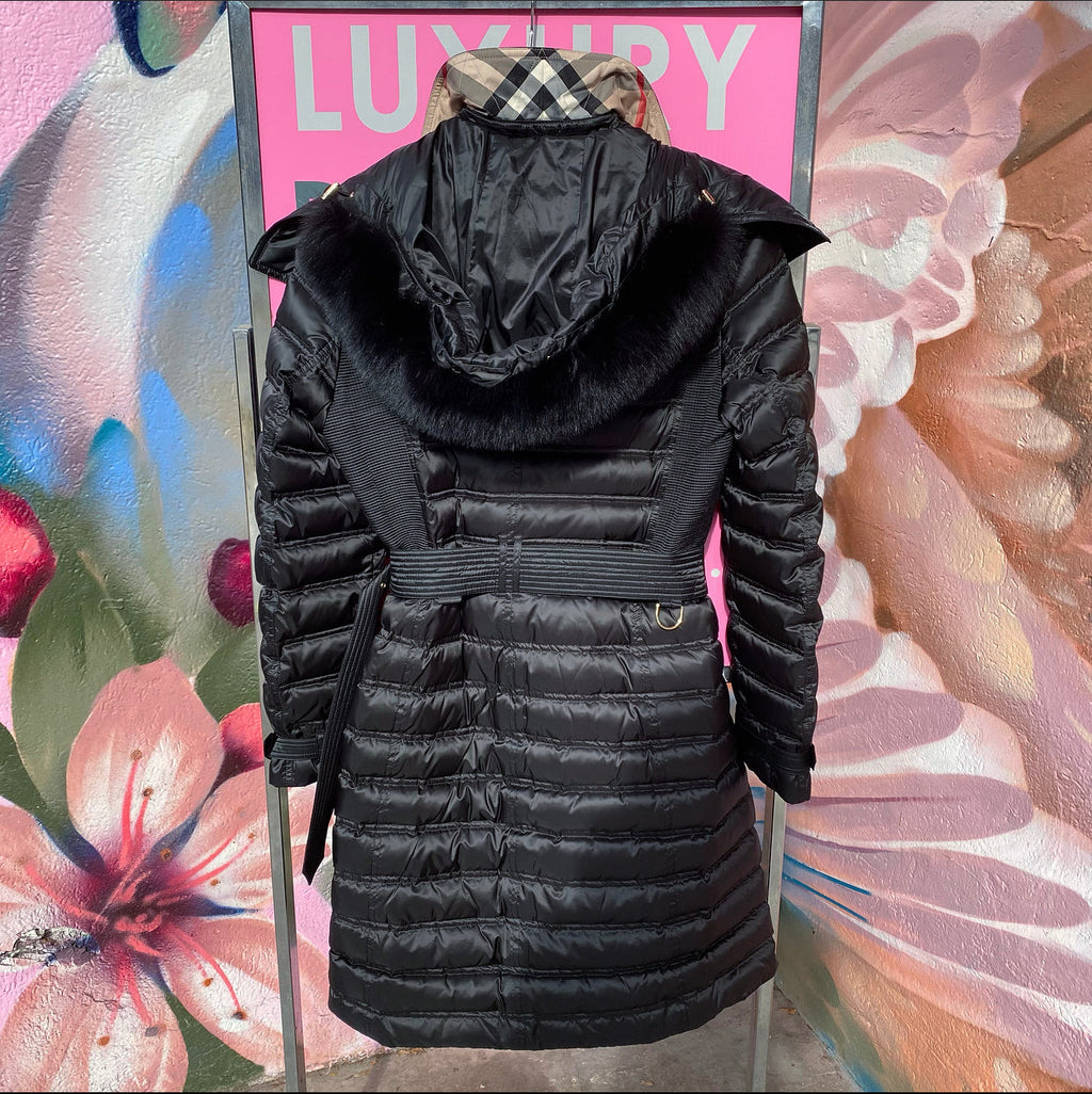 Burberry Black Down Chesterford Puffer Coat with Hood - M (USA 6/8)