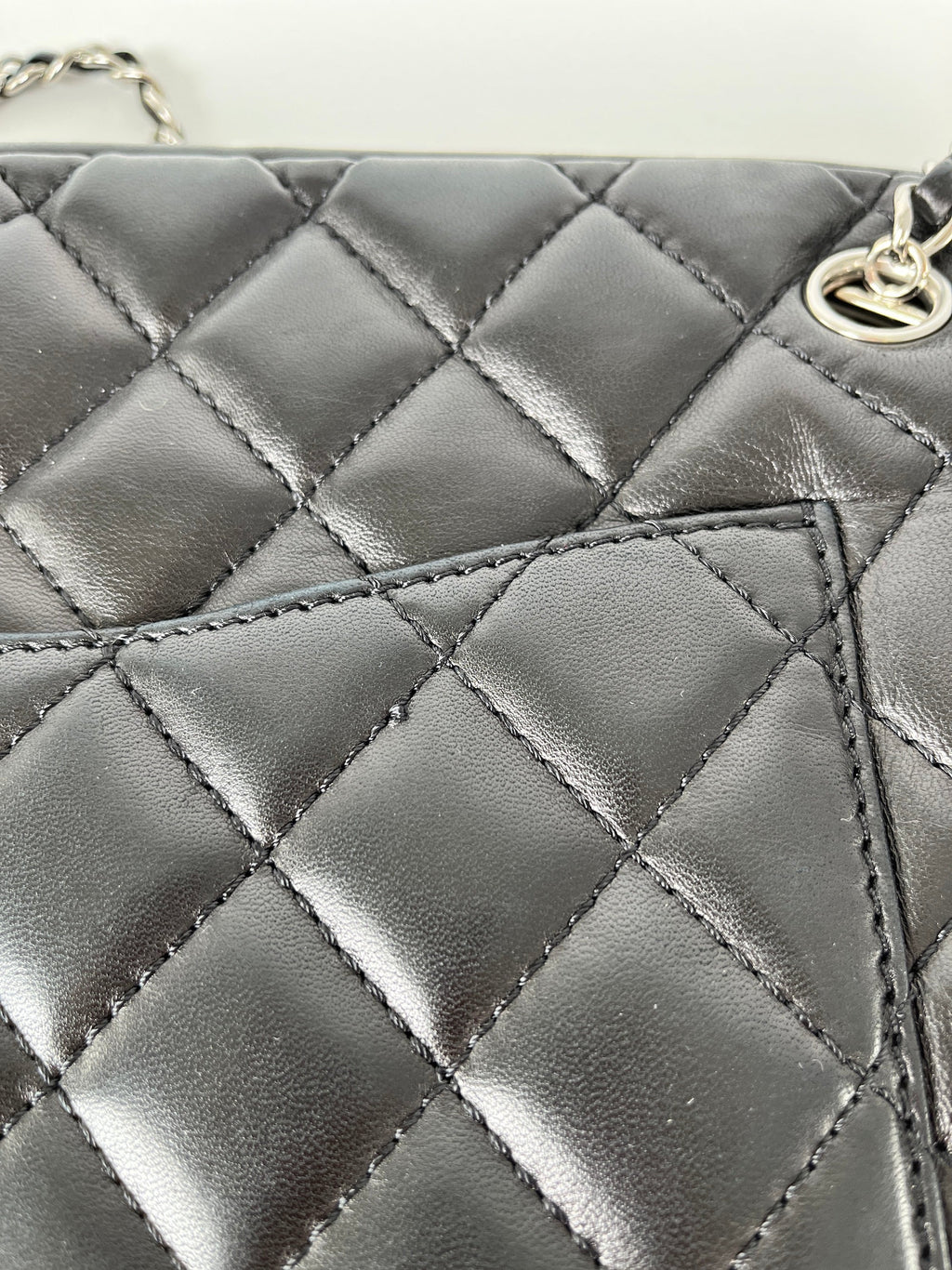 CHANEL Black Quilted Camera Case Jumbo Leather Tote Bag