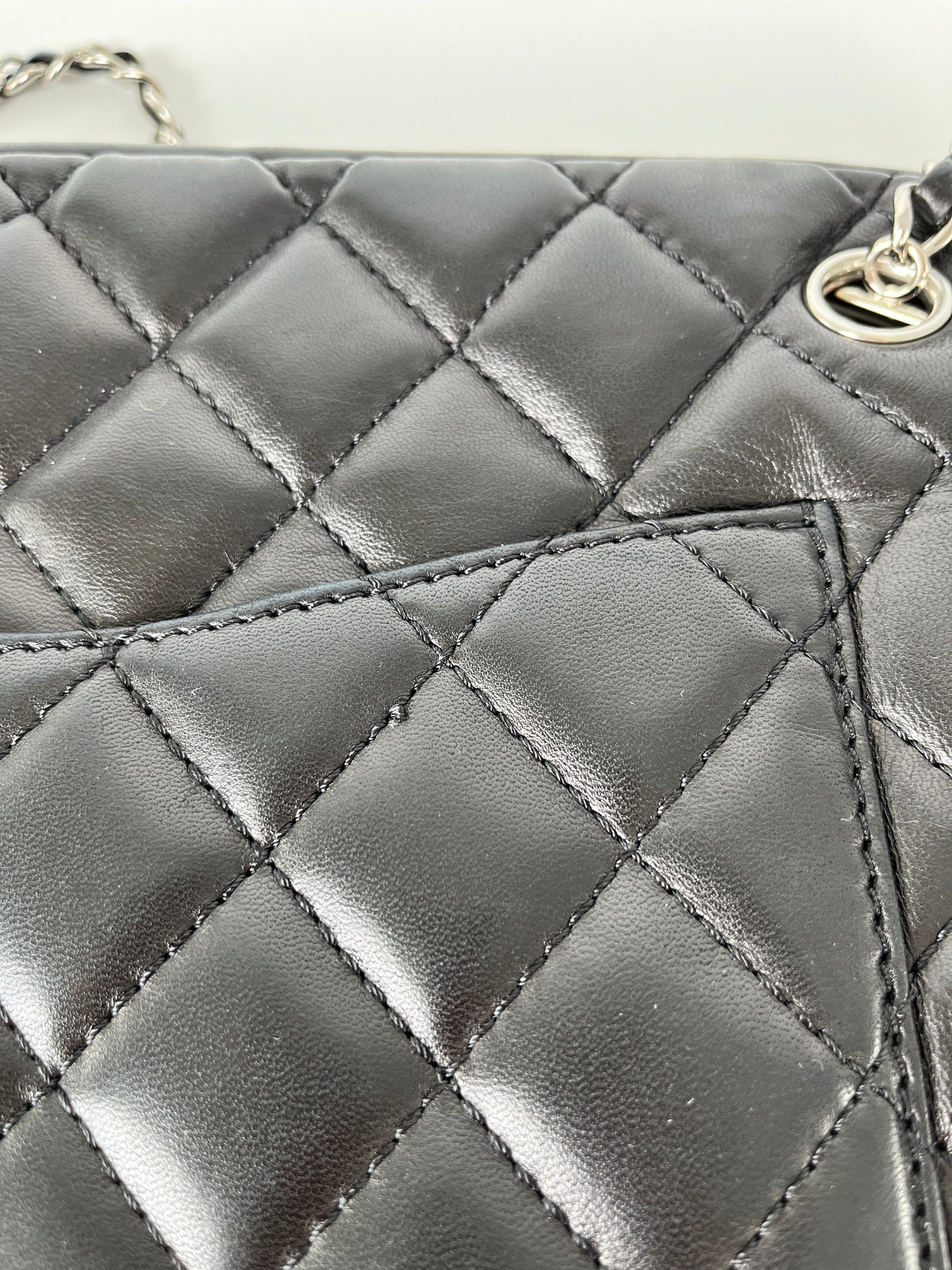 CHANEL Black Quilted Camera Case Jumbo Leather Tote Bag
