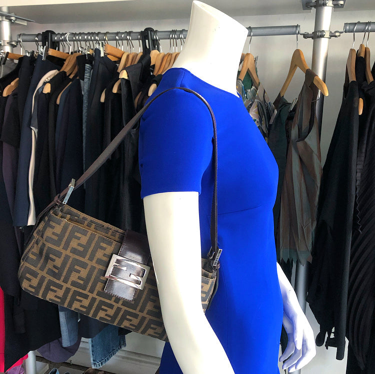 Fendi Brown Zucca Logo Baguette Bag