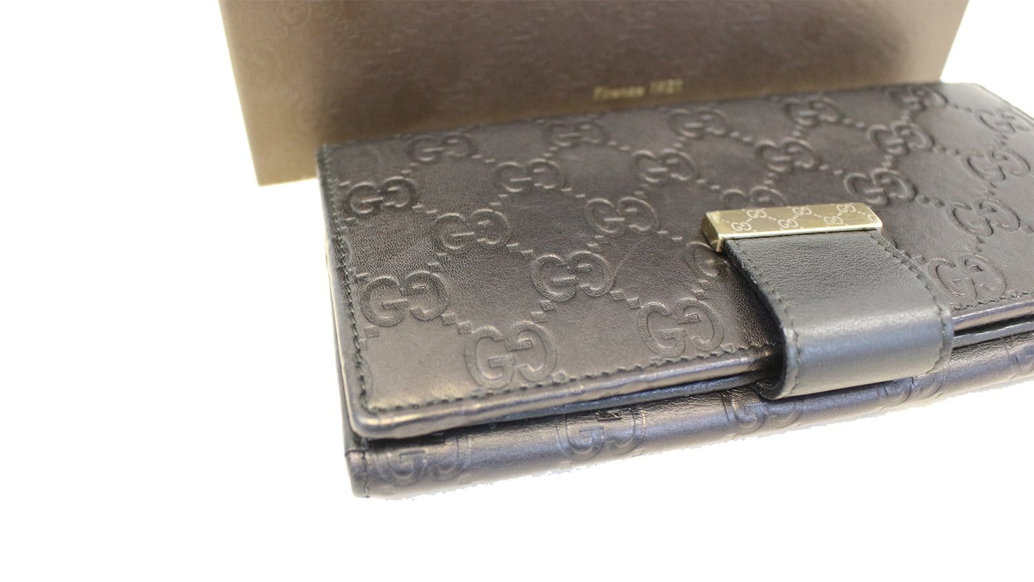 GUCCI Black Guccissima Leather Long Wallet