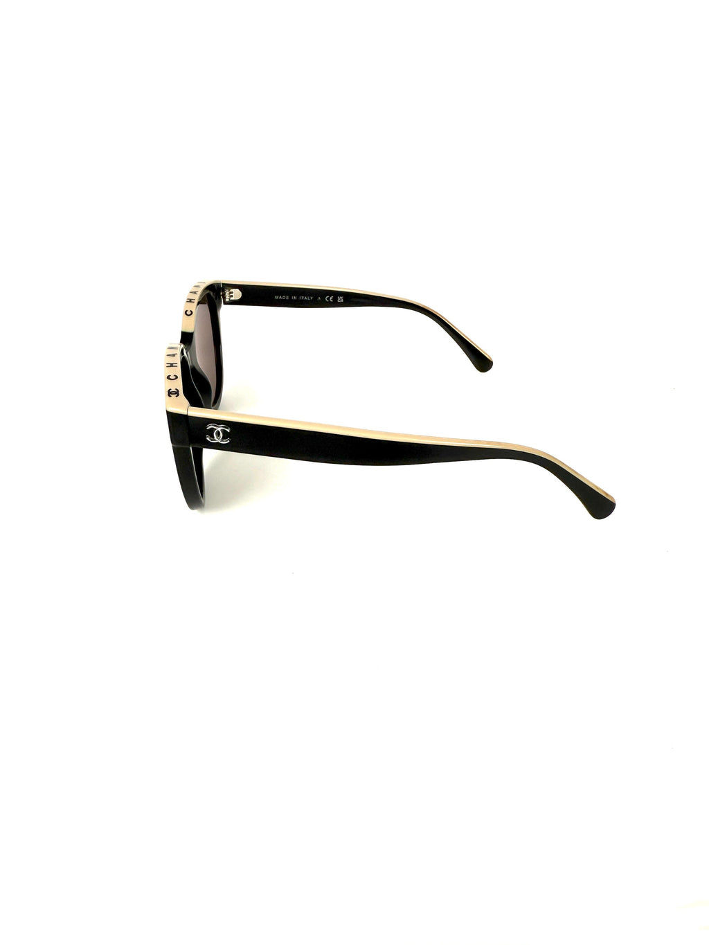 CHANEL 5414 Butterfly Acetate Black Beige Sunglasses