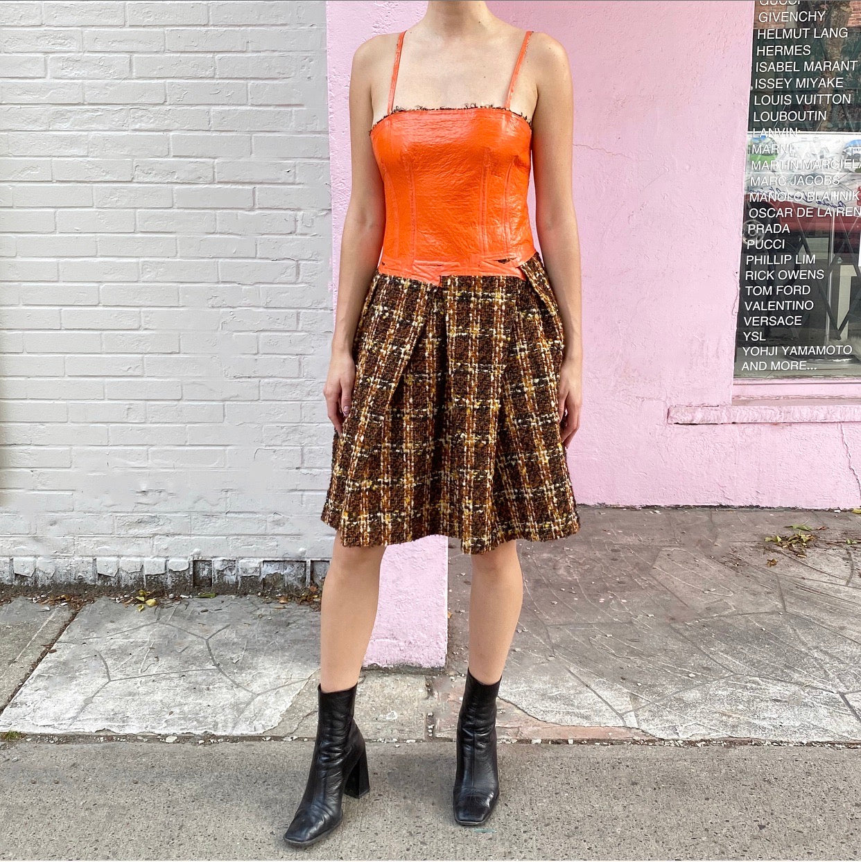 Junya Watanabe Comme des Garcons Fall 2005 Orange Rubber Tweed Dress