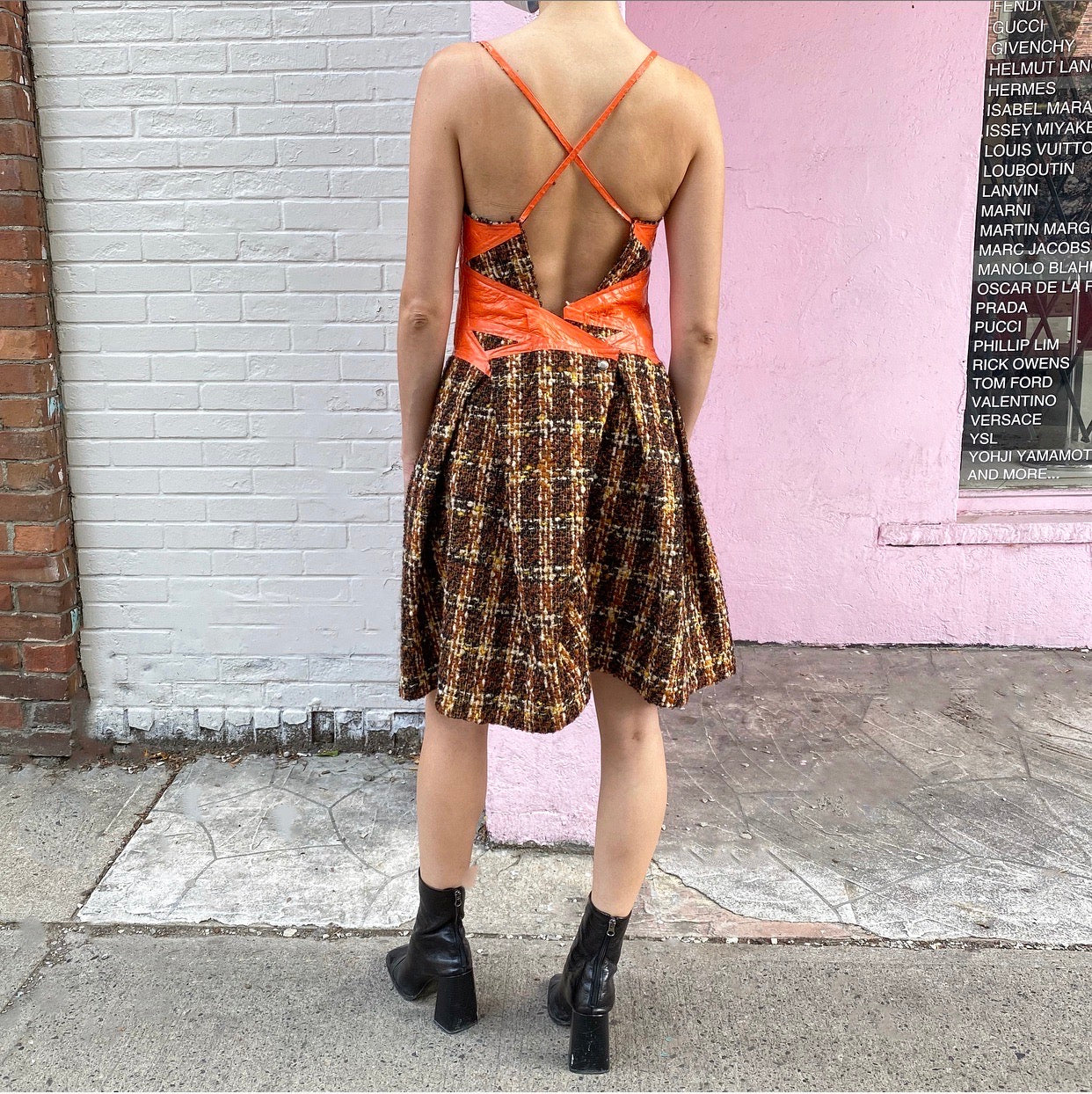 Junya Watanabe Comme des Garcons Fall 2005 Orange Rubber Tweed Dress