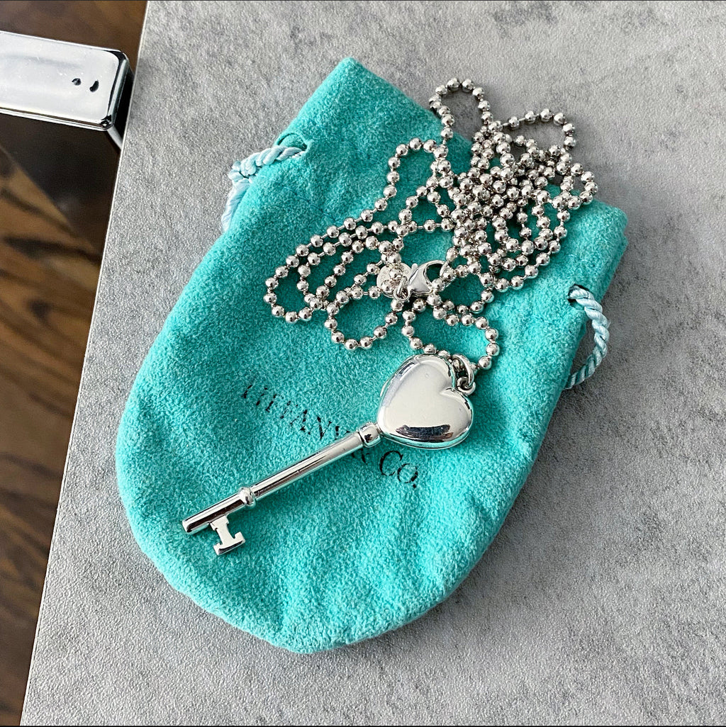 Tiffany Sterling Silver Locket Heart Key Necklace