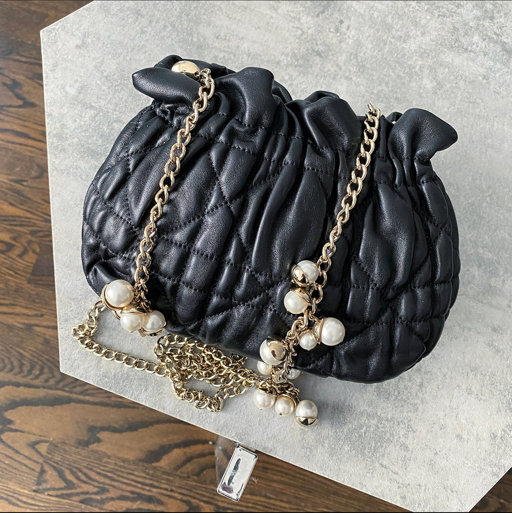 Dior Delices Small Black Cannage Chain Strap Bag