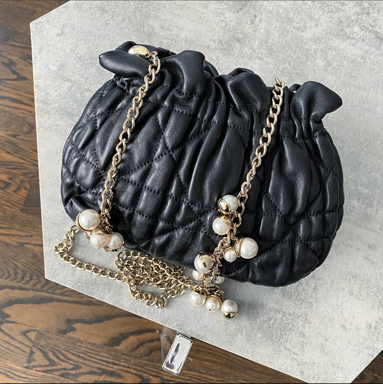 Dior Delices Small Black Cannage Chain Strap Bag