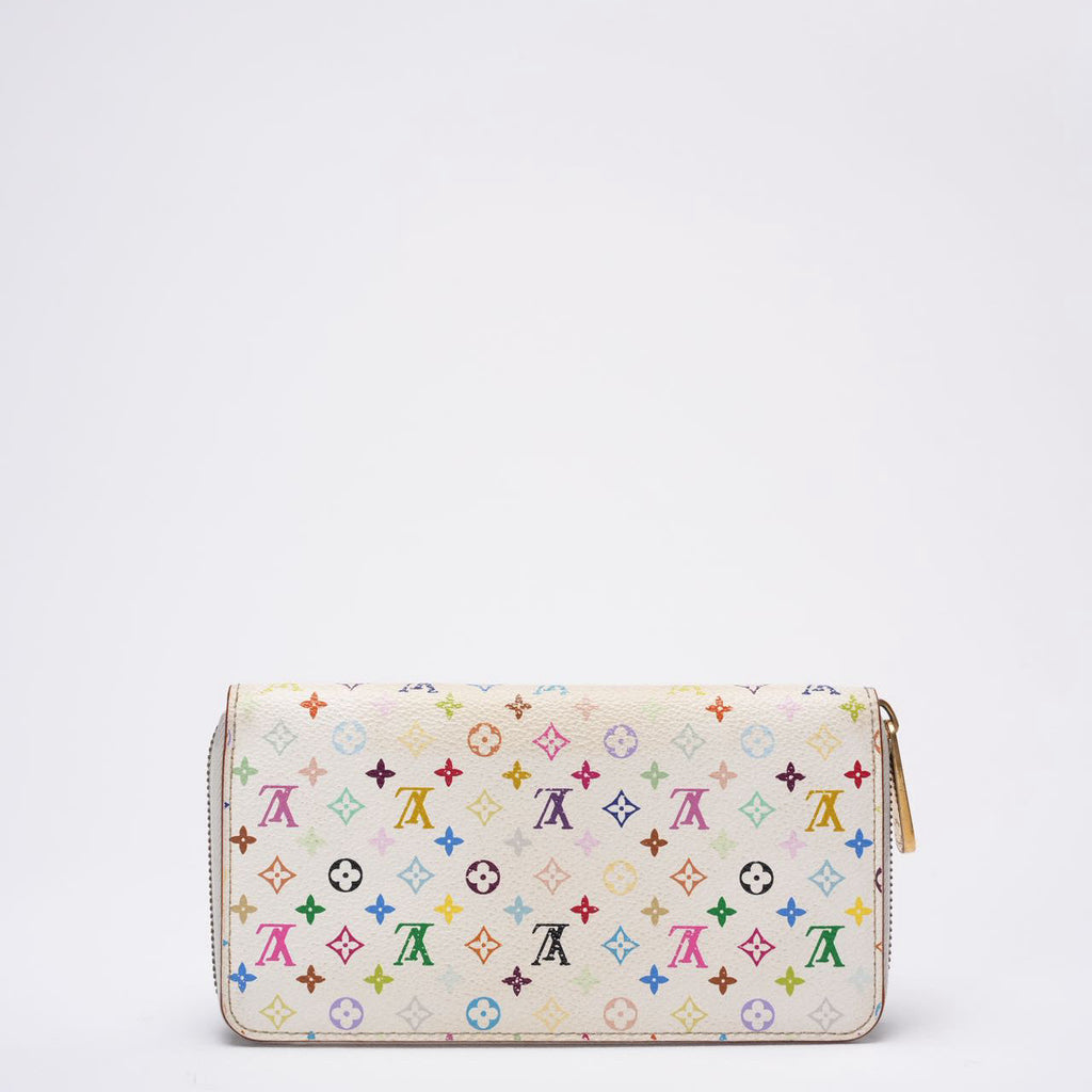 Louis Vuitton Multicolor Zippy Wallet White Takashi Murakami