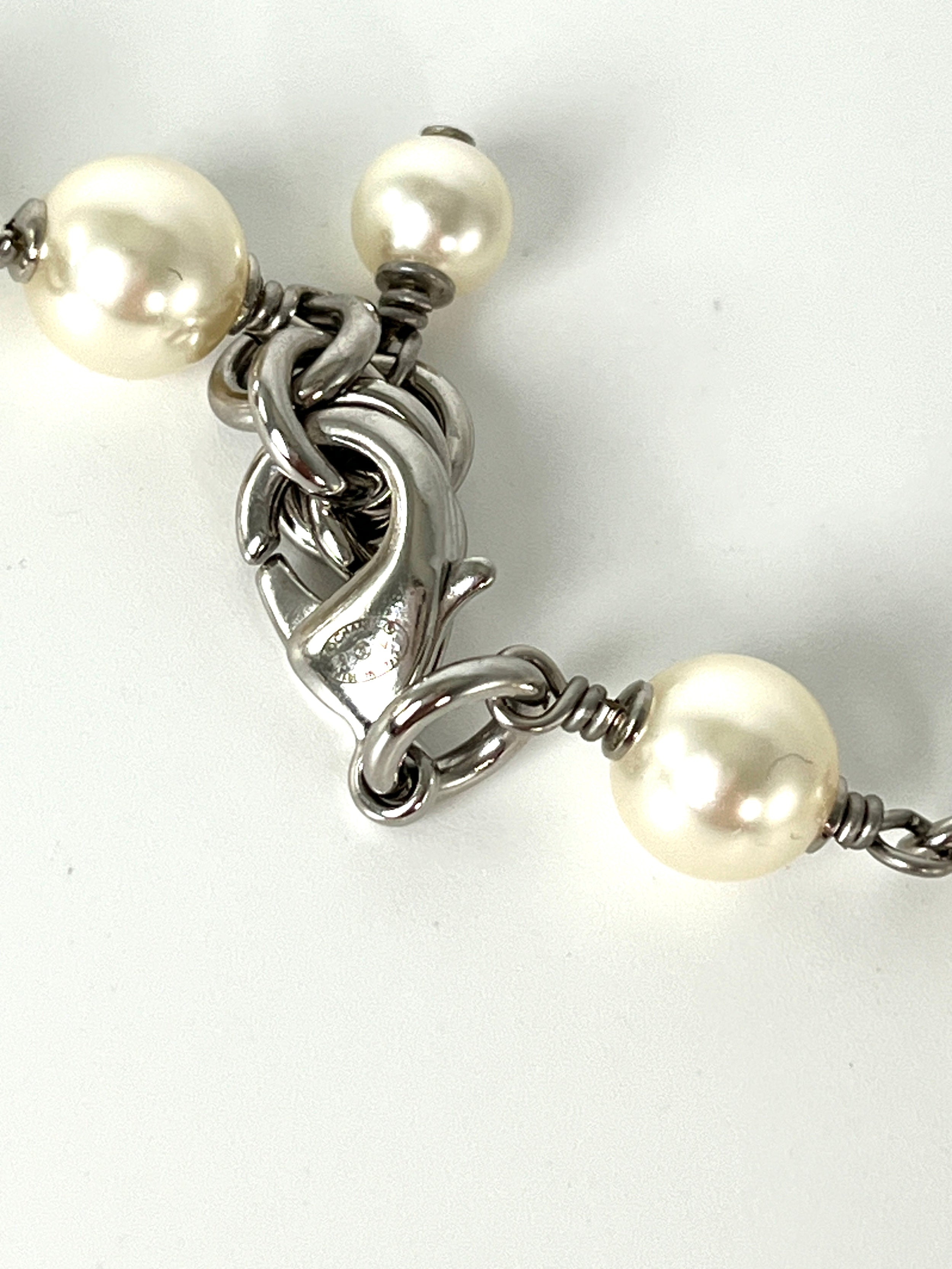 CHANEL Faux Pearl and Strass 2020 CC Long Station Classic Necklace