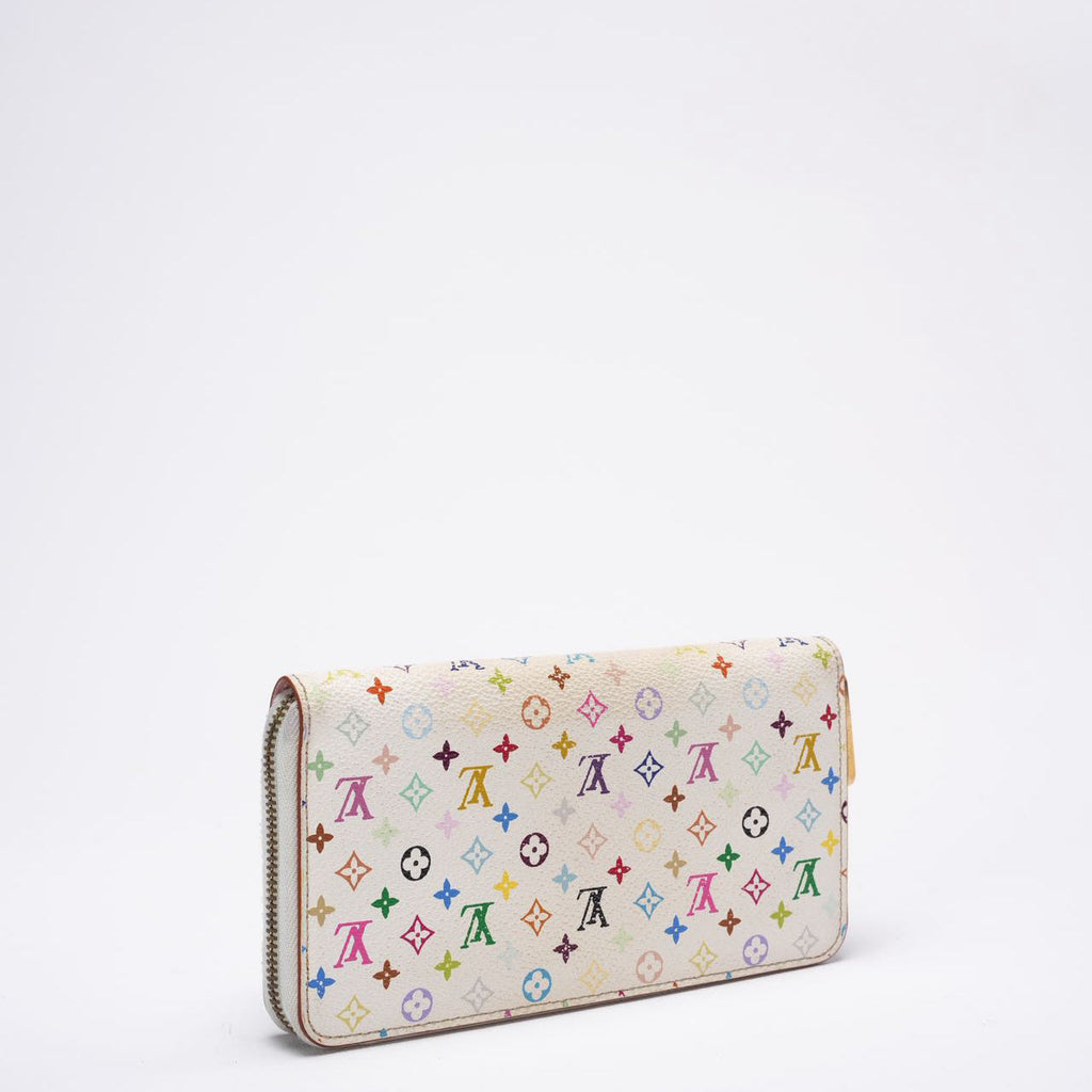 Louis Vuitton Multicolor Zippy Wallet White Takashi Murakami