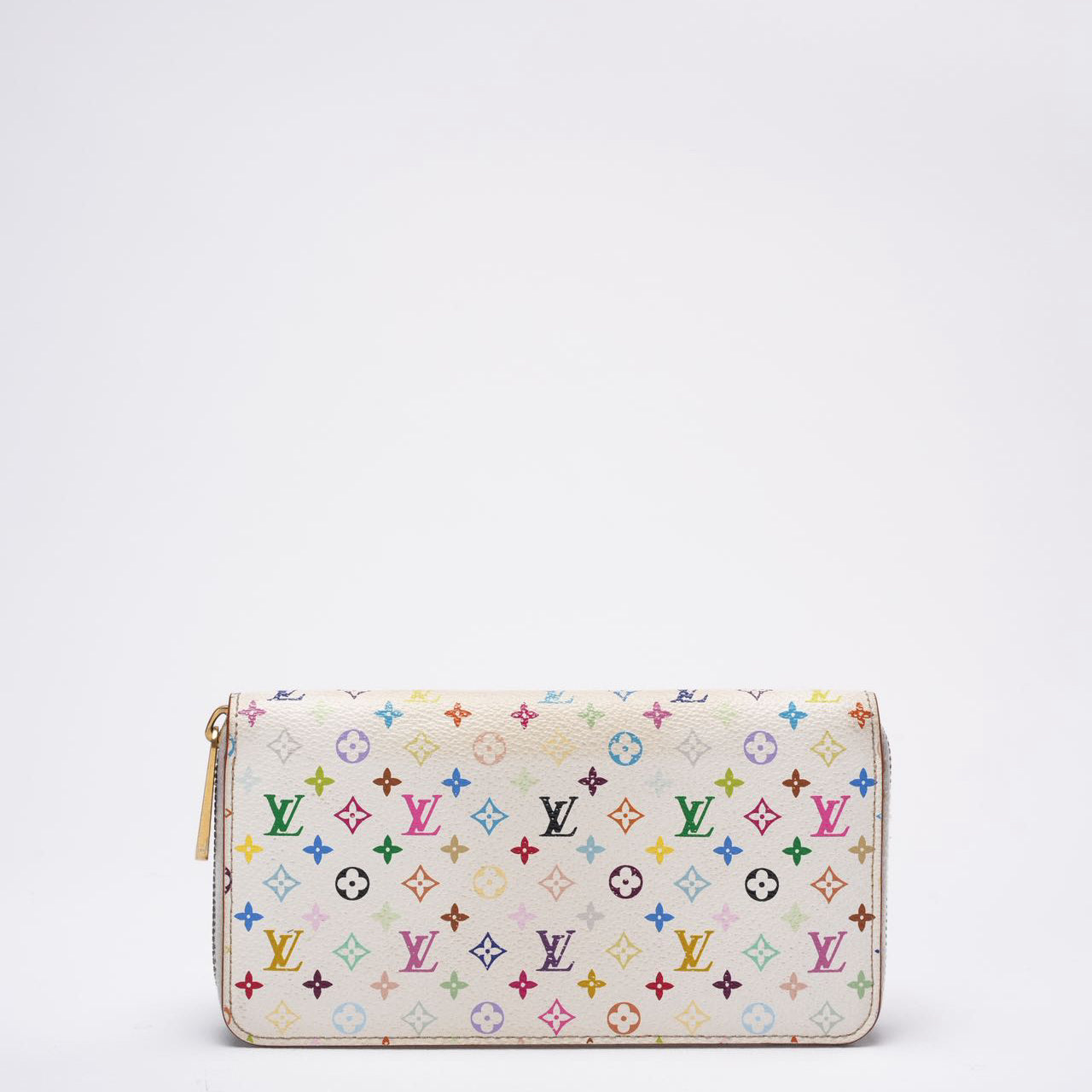 Louis Vuitton Multicolor Zippy Wallet White Takashi Murakami