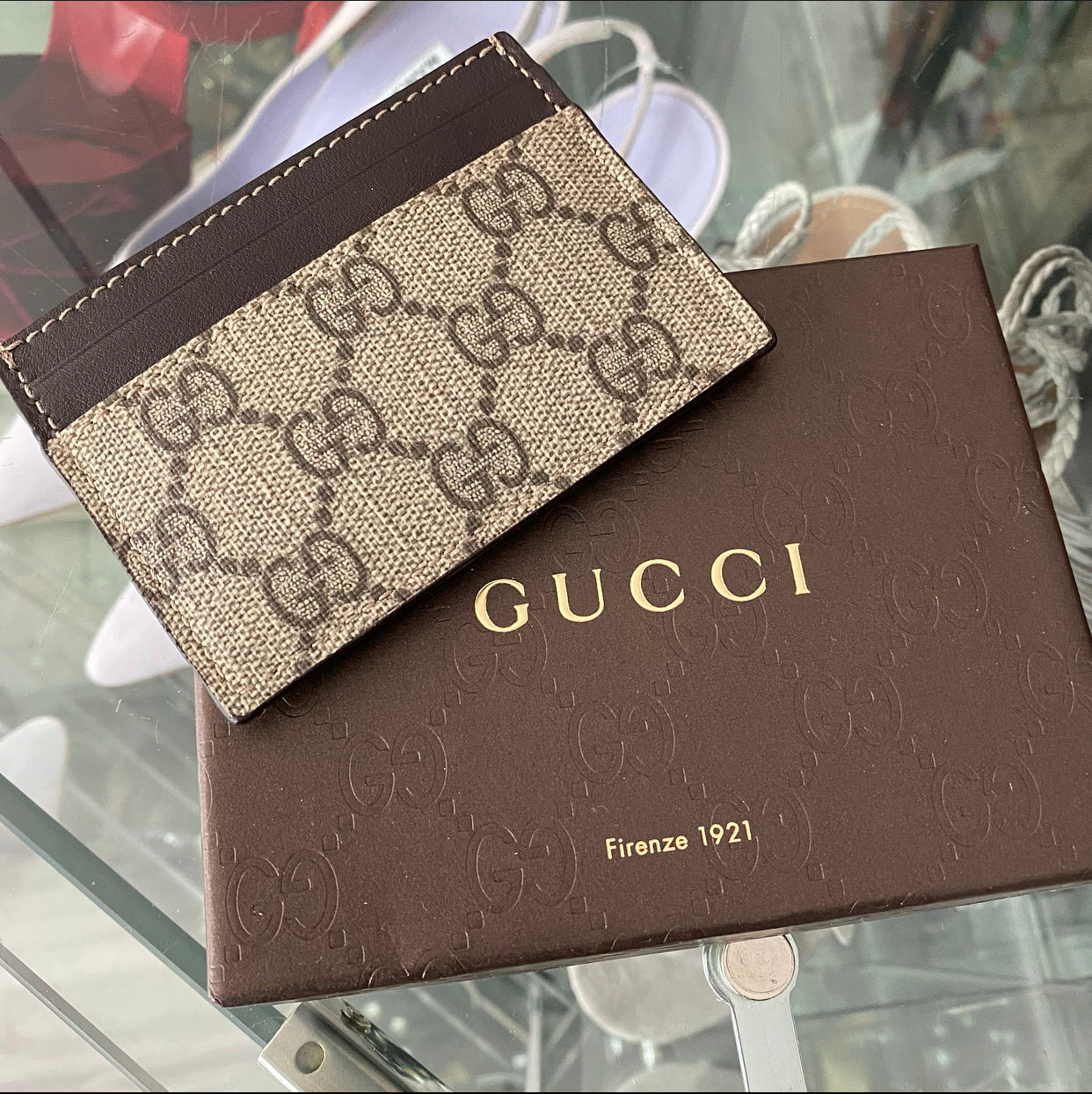 Gucci Monogram Supreme Canvas Brown  Holder