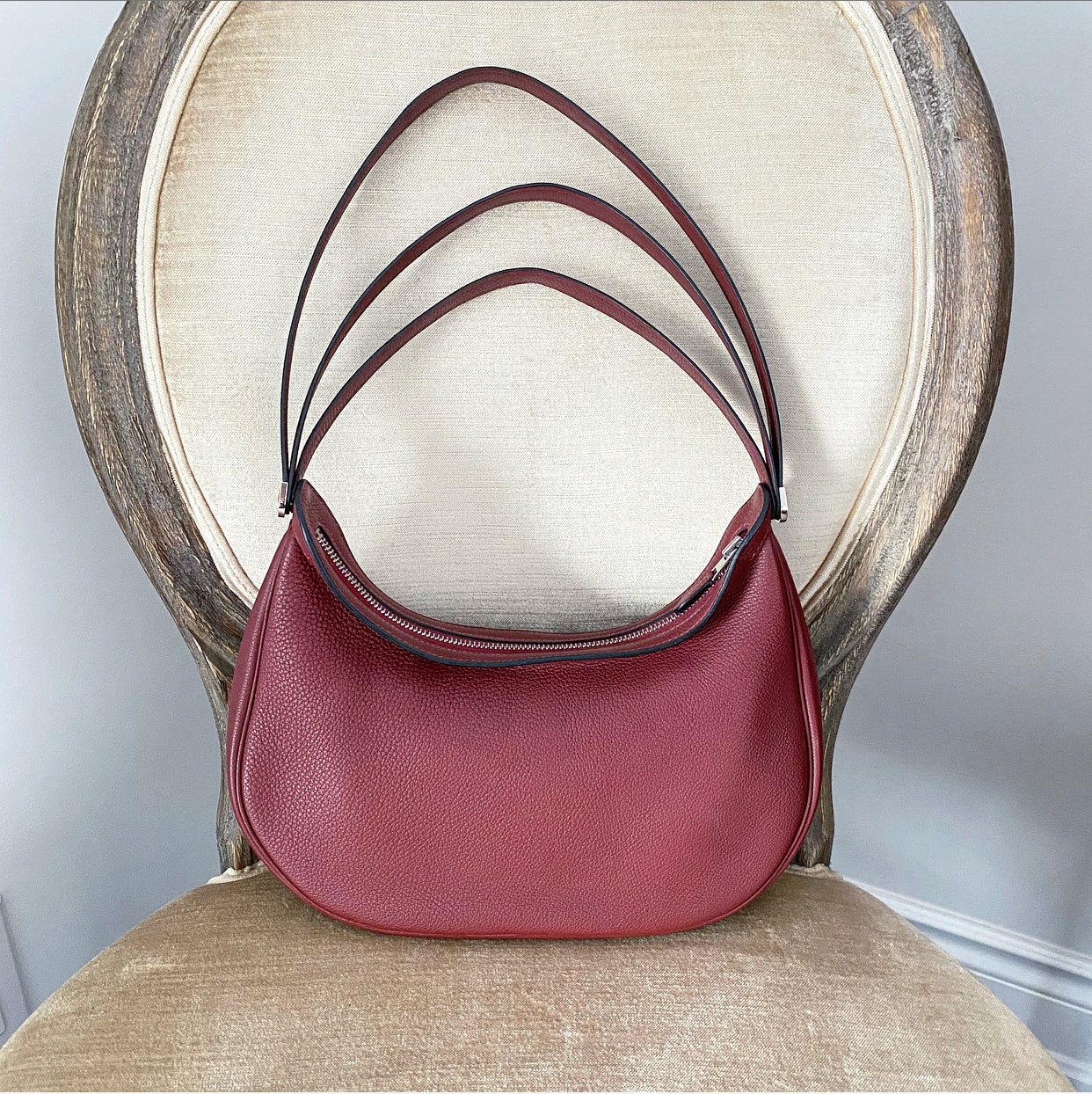 Hermes Vintage 2002 Caporal Triple Strap Rouge H Red Pochette Bag