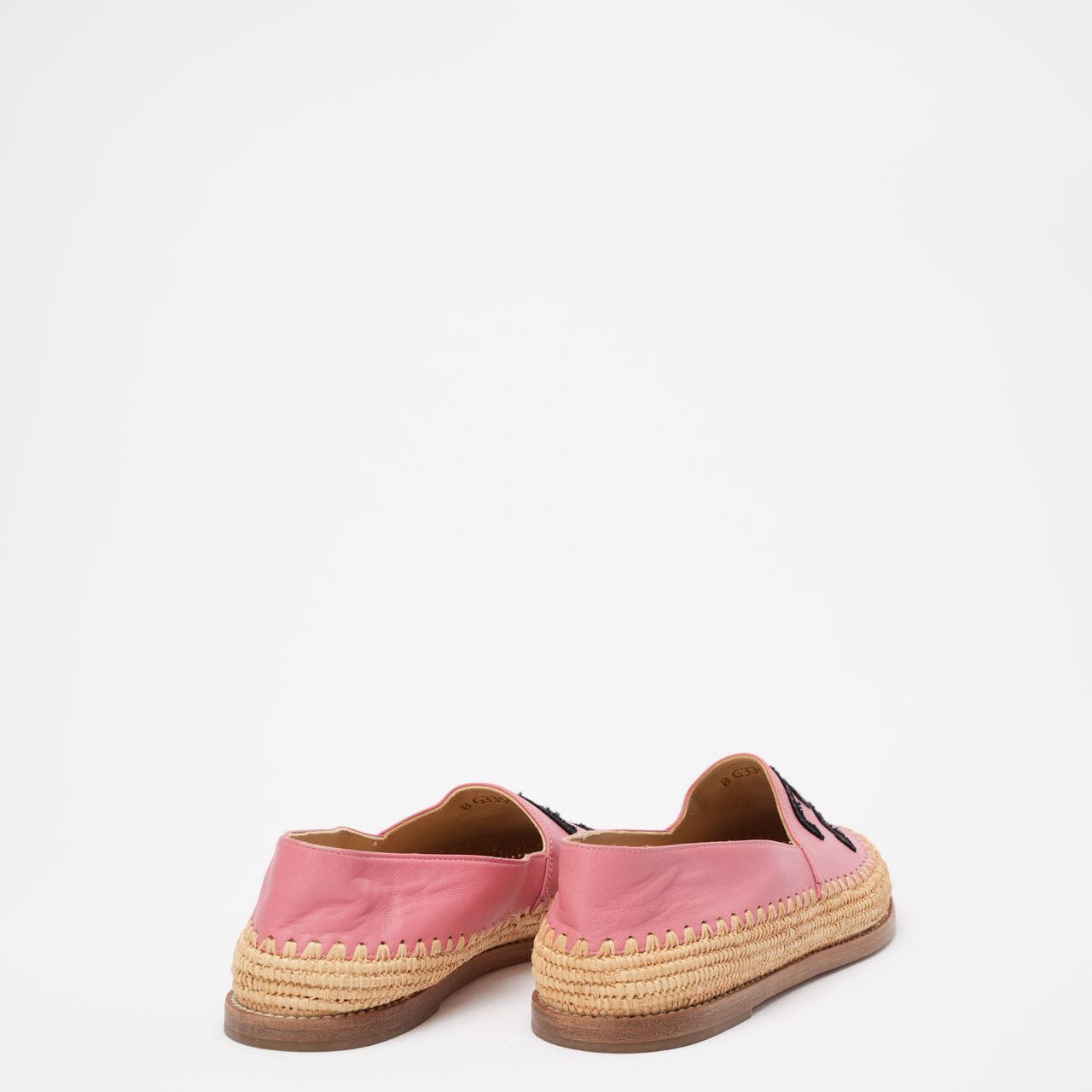 Chanel Pink / Black Lambskin Leather CC Espadrille Flats Size 38