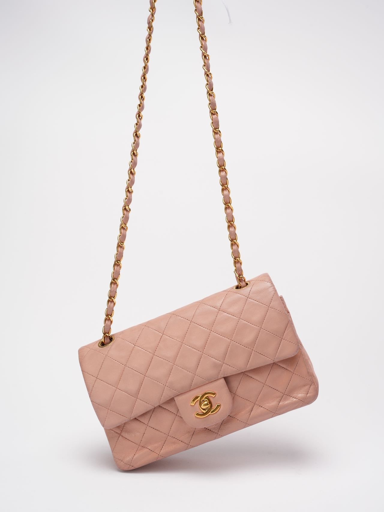 Chanel Vintage Small Pink Lambskin Classic Flap Bag