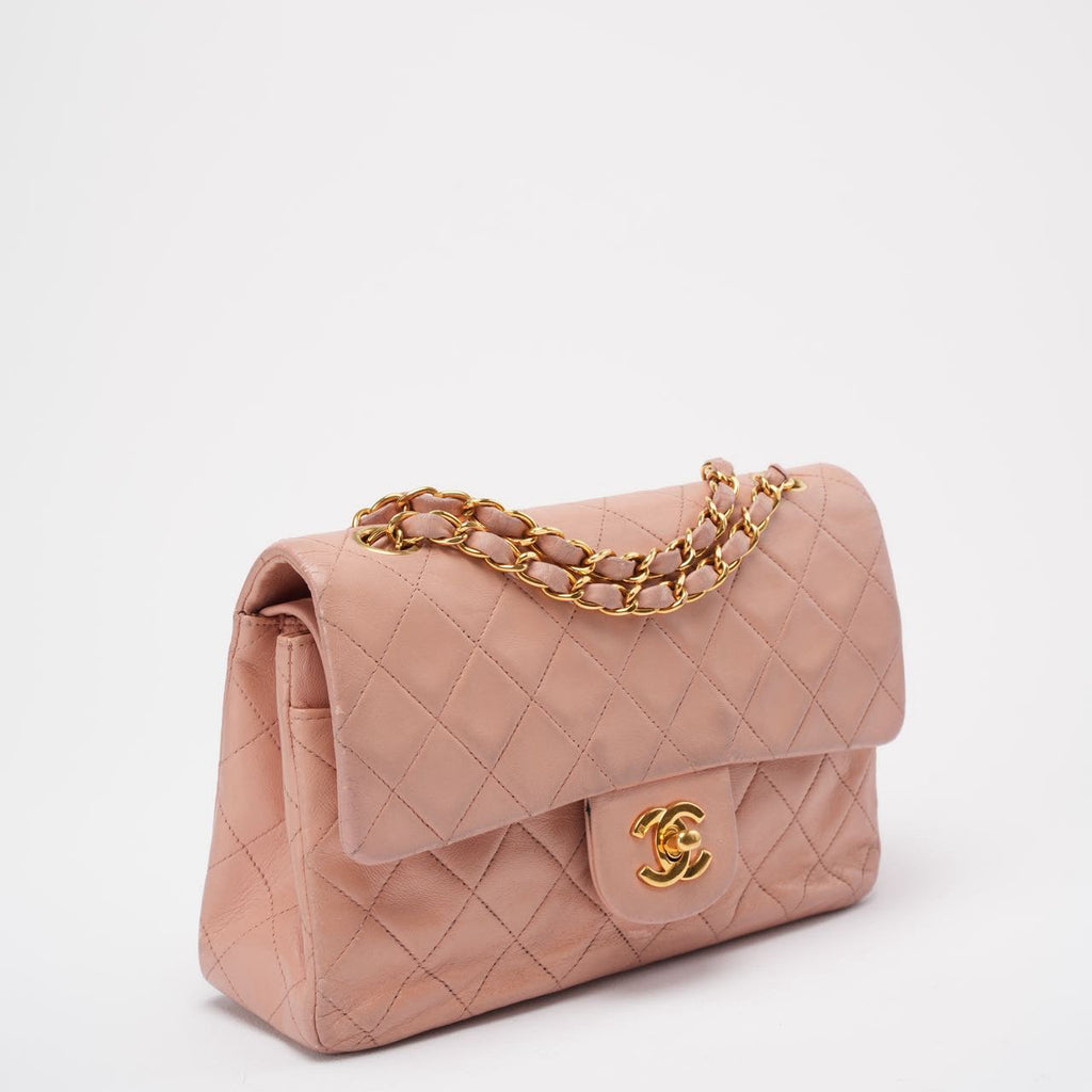 Chanel Vintage Small Pink Lambskin Classic Flap Bag