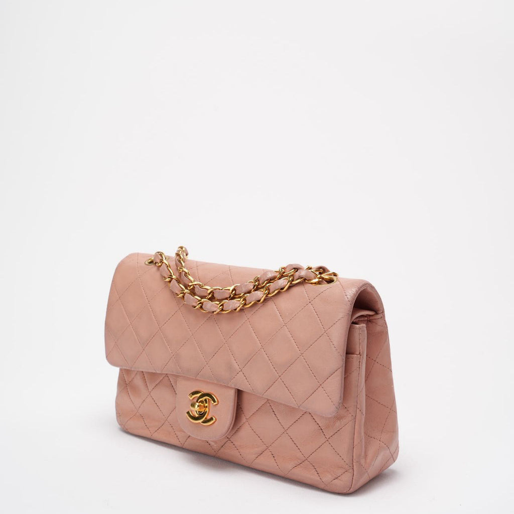 Chanel Vintage Small Pink Lambskin Classic Flap Bag