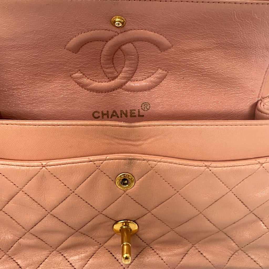 Chanel Vintage Small Pink Lambskin Classic Flap Bag