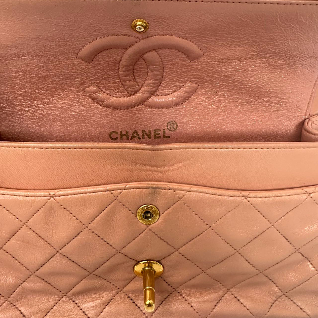 Chanel Vintage Small Pink Lambskin Classic Flap Bag