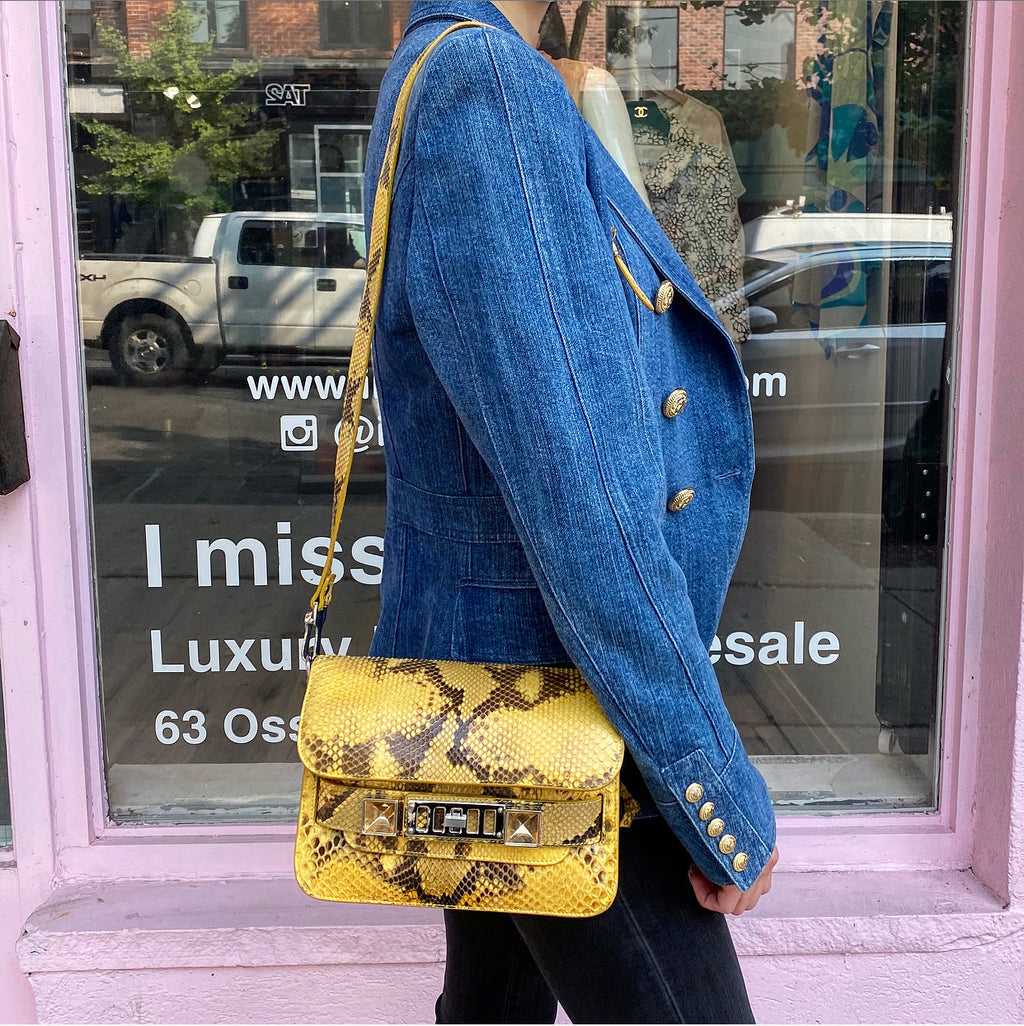 Proenza Schouler Yellow Python Snakeskin PS11 Mini Classic Shoulder Bag