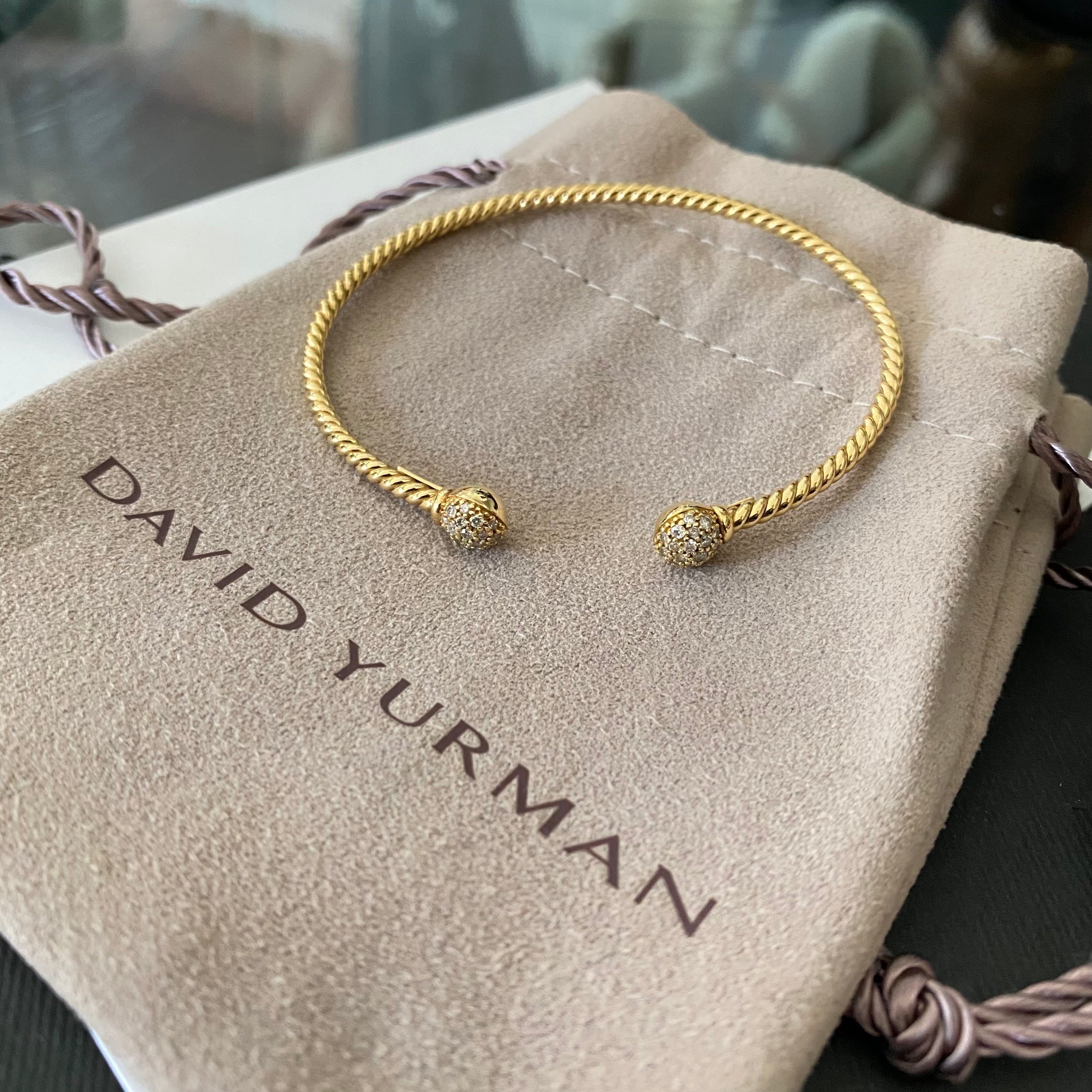 David Yurman 18k Gold Diamond Petite Solari Bead Bracelet - S