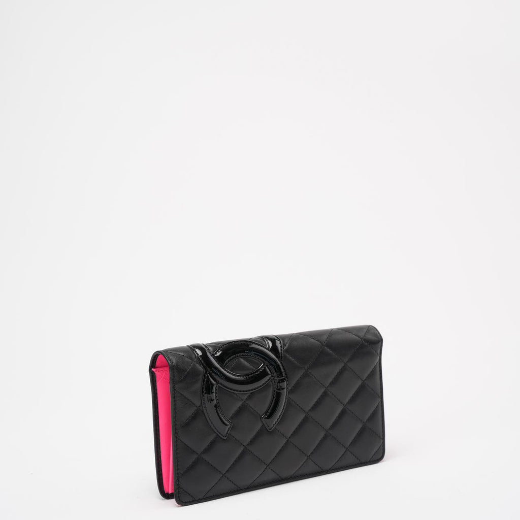 Chanel Black/ Pink Cambon Ligne Long Wallet Lambskin