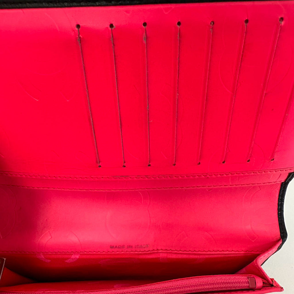 Chanel Black/ Pink Cambon Ligne Long Wallet Lambskin