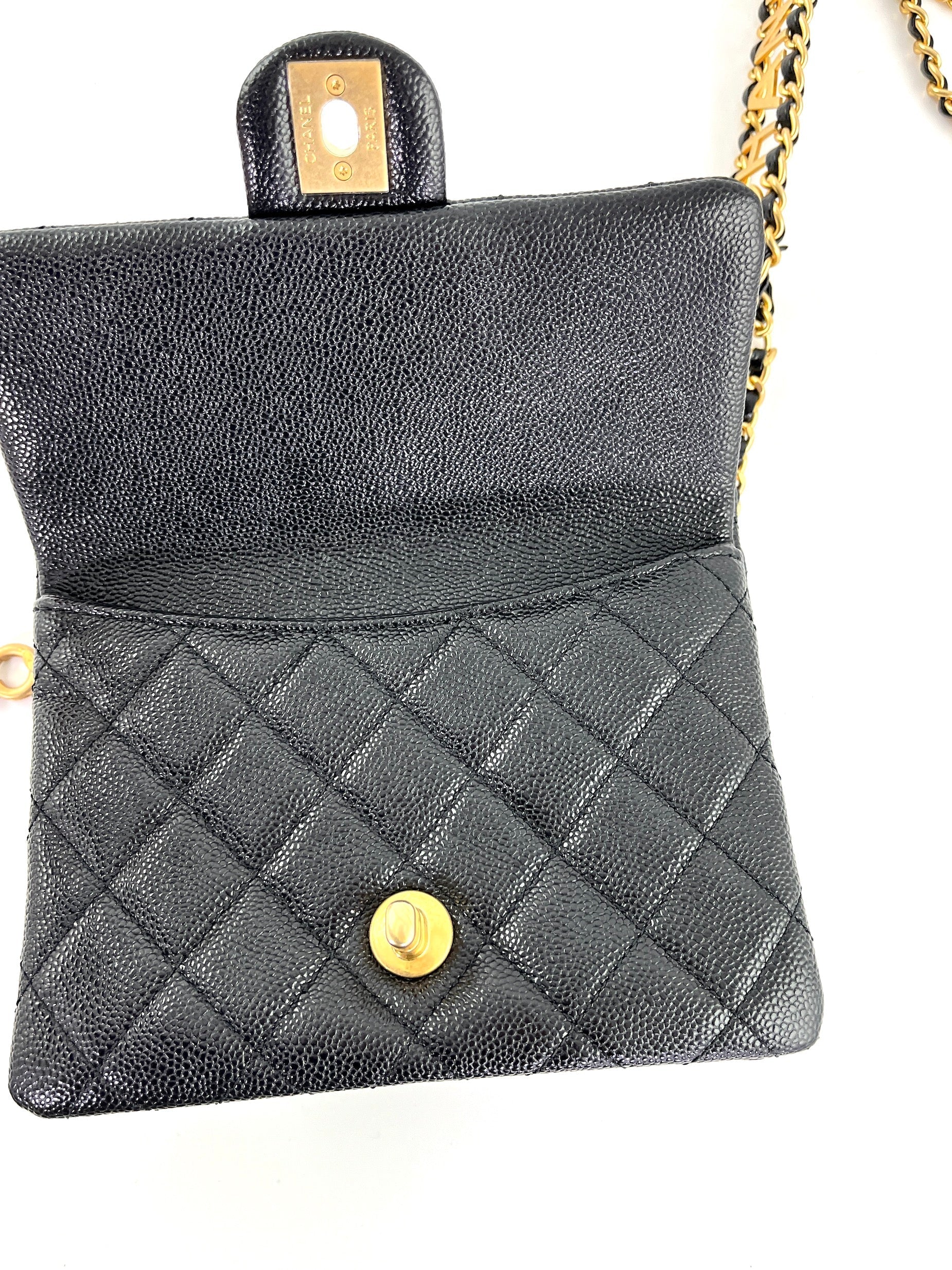 CHANEL Pick me Up Black Caviar Chain Waist Belt Bag