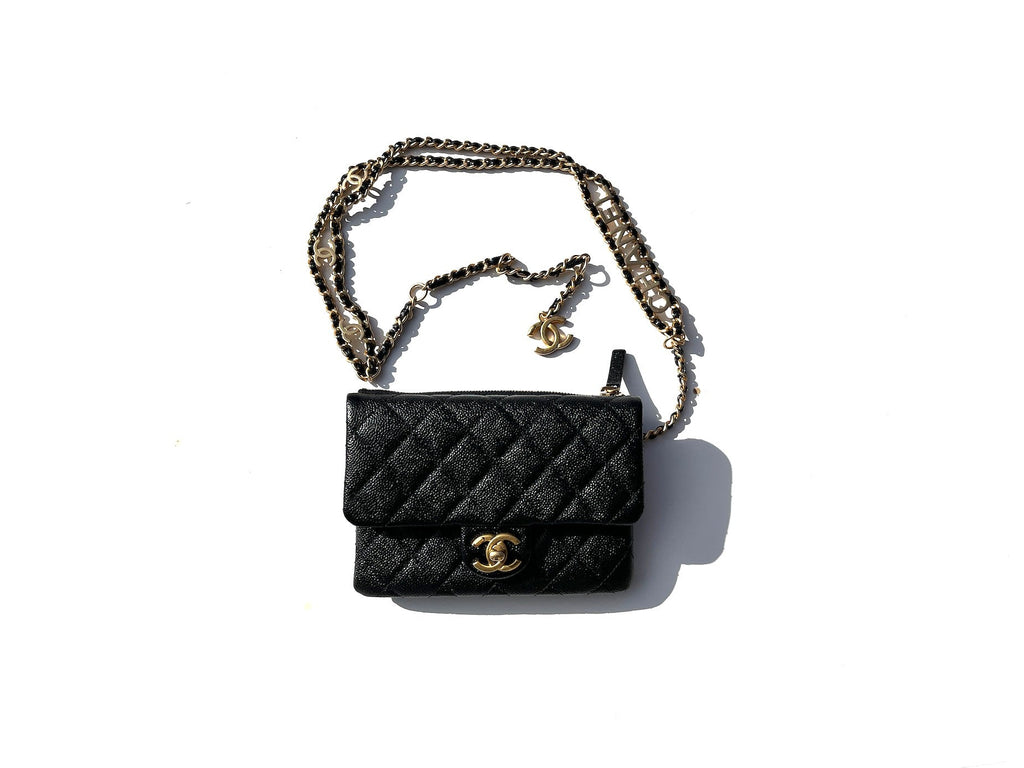 CHANEL Pick me Up Black Caviar Chain Waist Belt Bag
