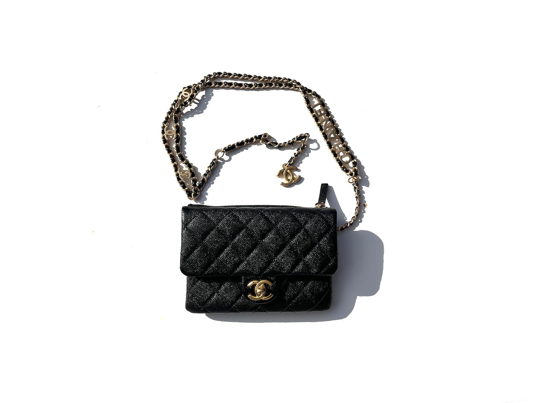 CHANEL Pick me Up Black Caviar Chain Waist Belt Bag