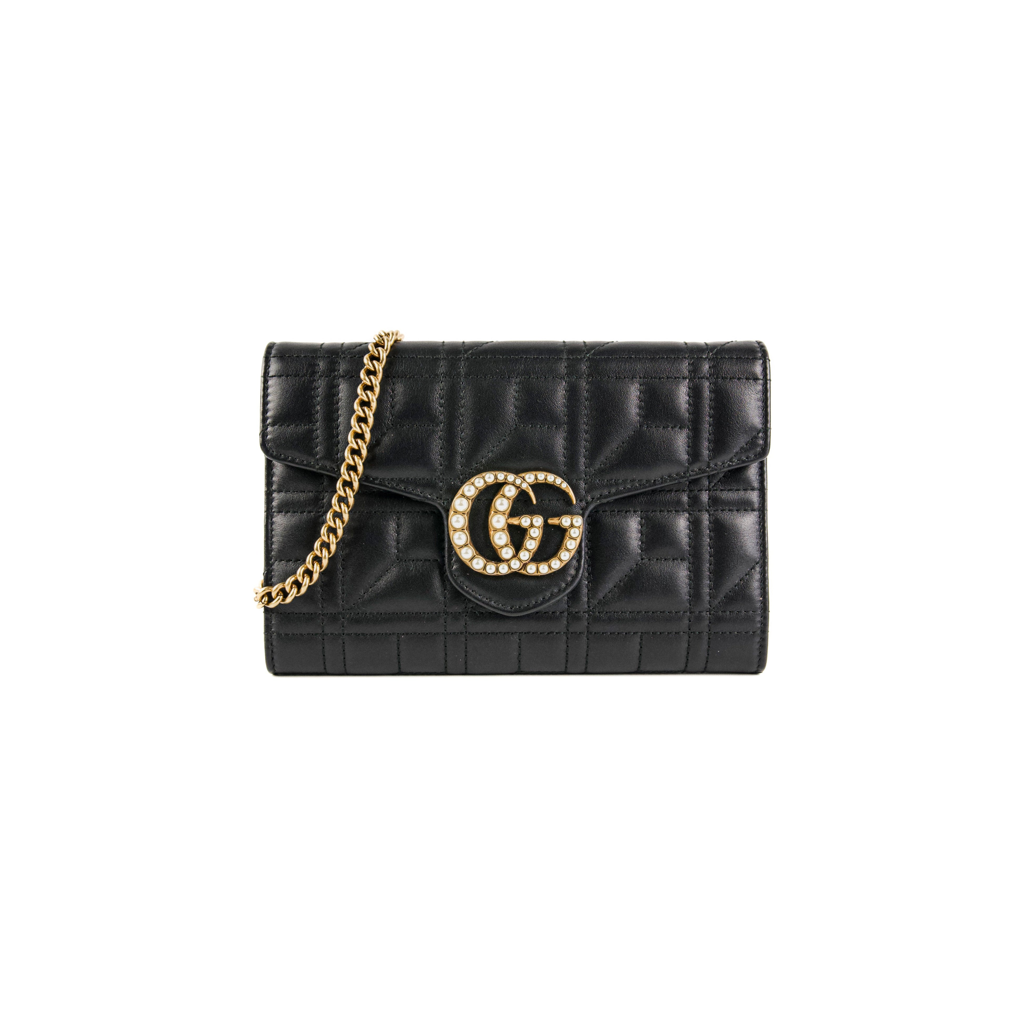 Gucci Pearl GG Black Wallet On Chain WOC