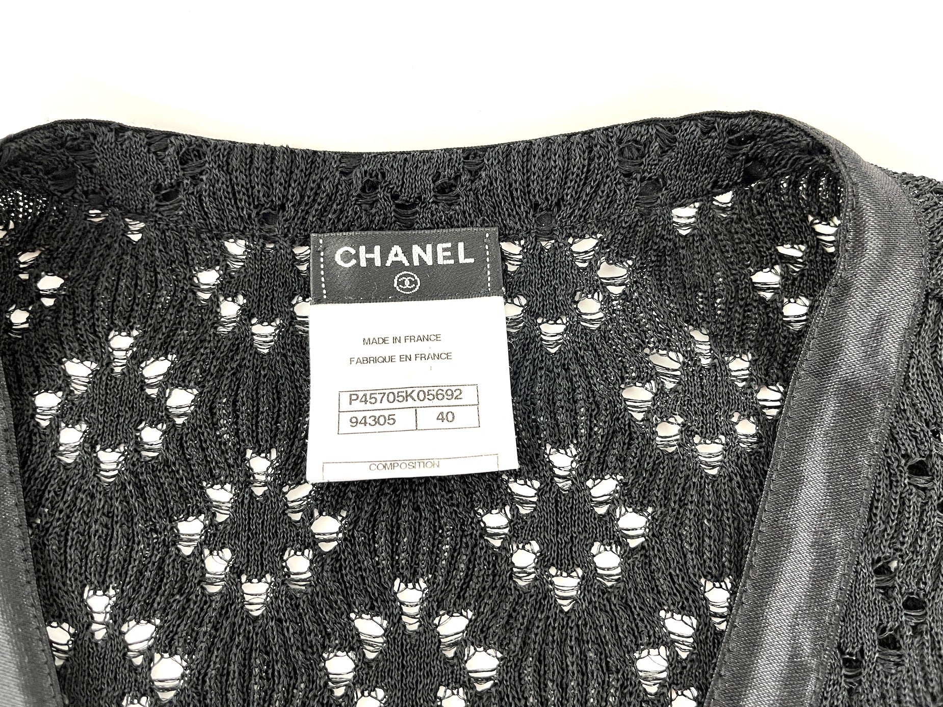 CHANEL Perforated Black Silk Knit Jacket igan 40 M 8