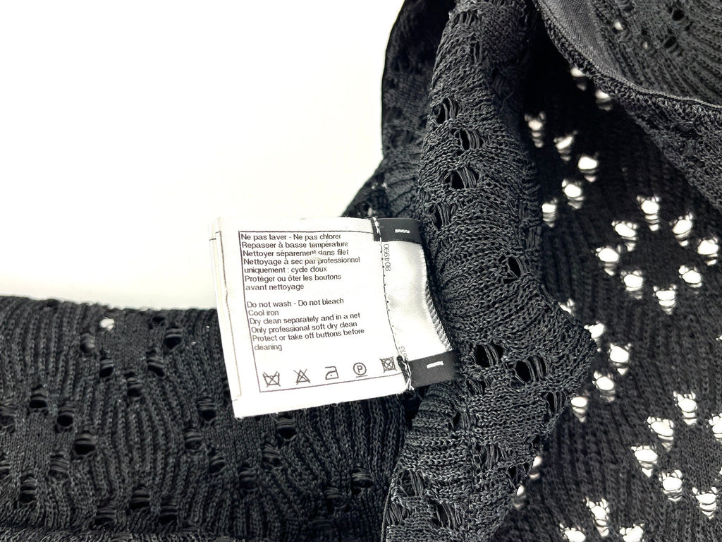 CHANEL Perforated Black Silk Knit Jacket igan 40 M 8