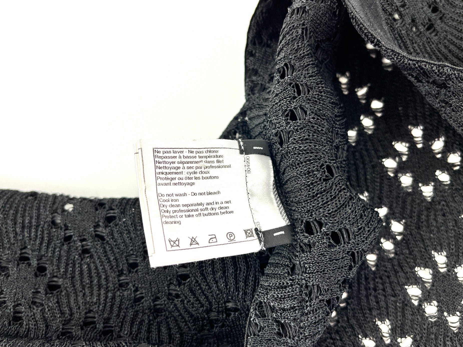 CHANEL Perforated Black Silk Knit Jacket igan 40 M 8