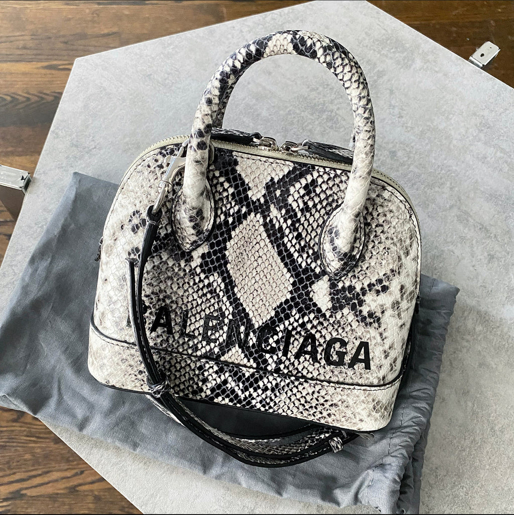 Balenciaga XXS Ville Python Printed Calfskin Mini Crossbody Bag