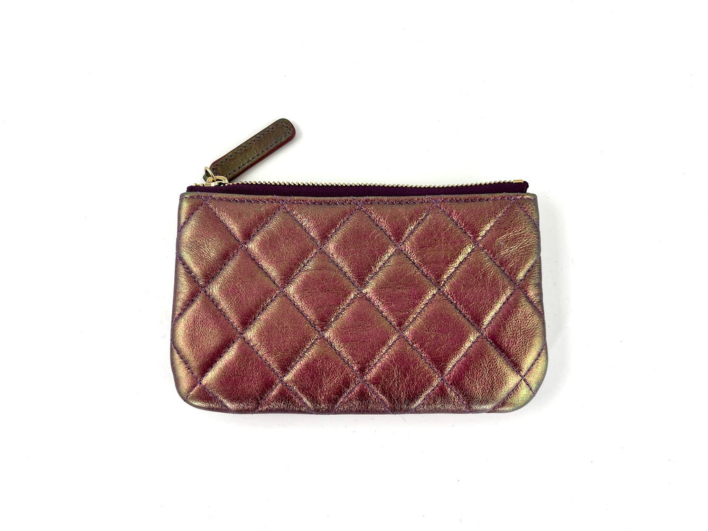 CHANEL Iridescent Purple 2020 Small Quilted Zip Pouch O Case