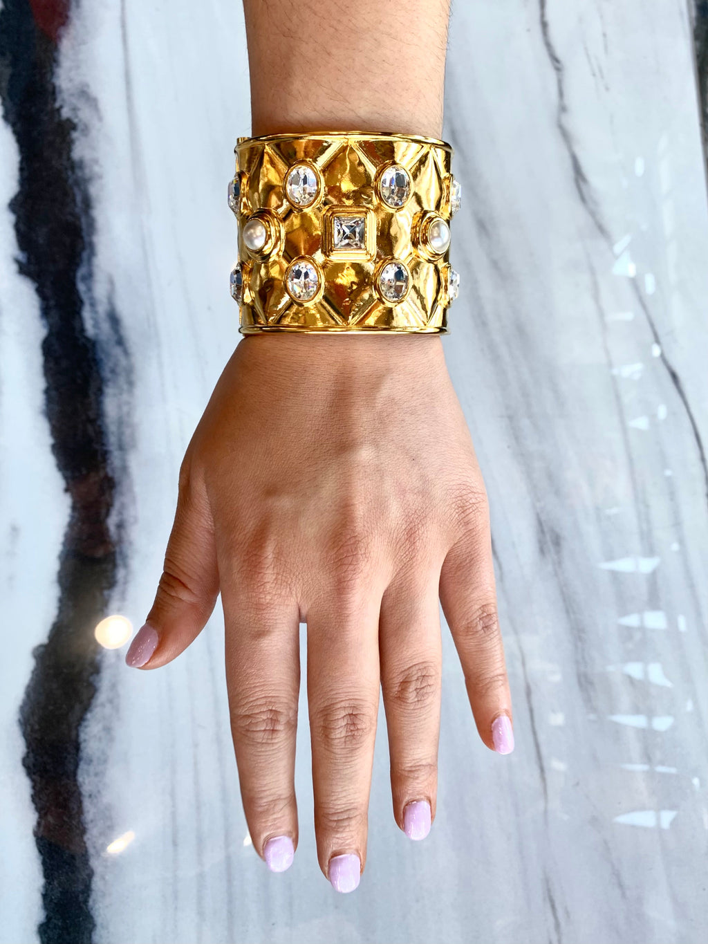CHANEL RHINESTONE CUFF BRACELET