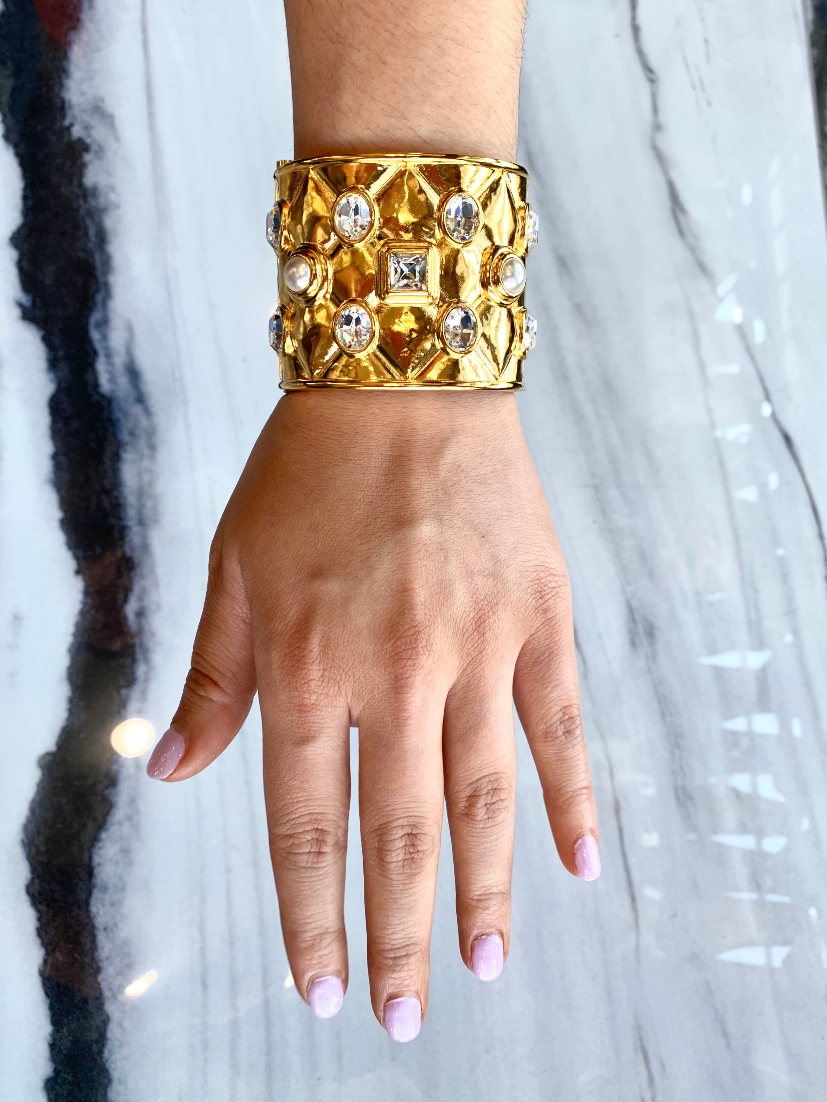 CHANEL RHINESTONE CUFF BRACELET