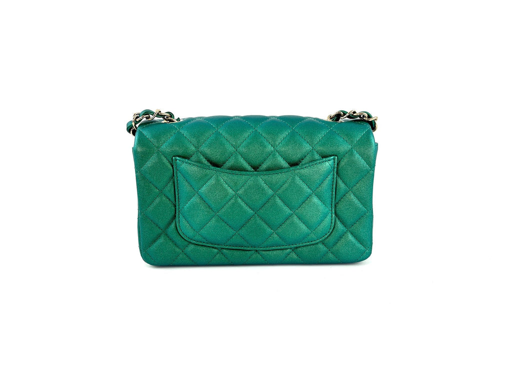 CHANEL Iridescent Green 2022 Rectangular Mini Flap Bag