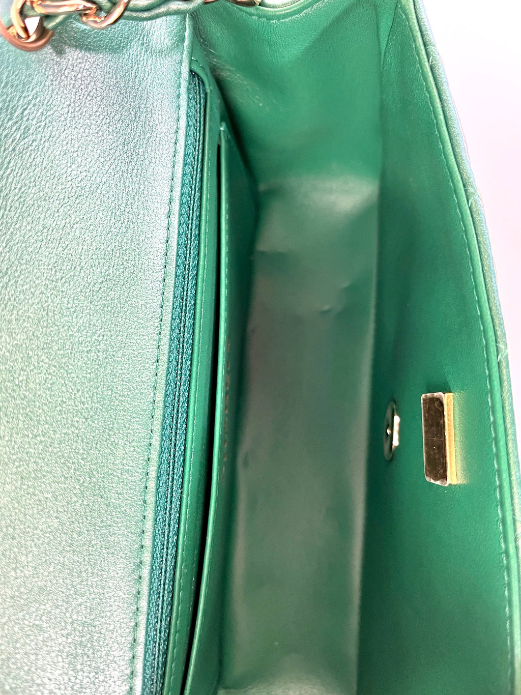 CHANEL Iridescent Green 2022 Rectangular Mini Flap Bag